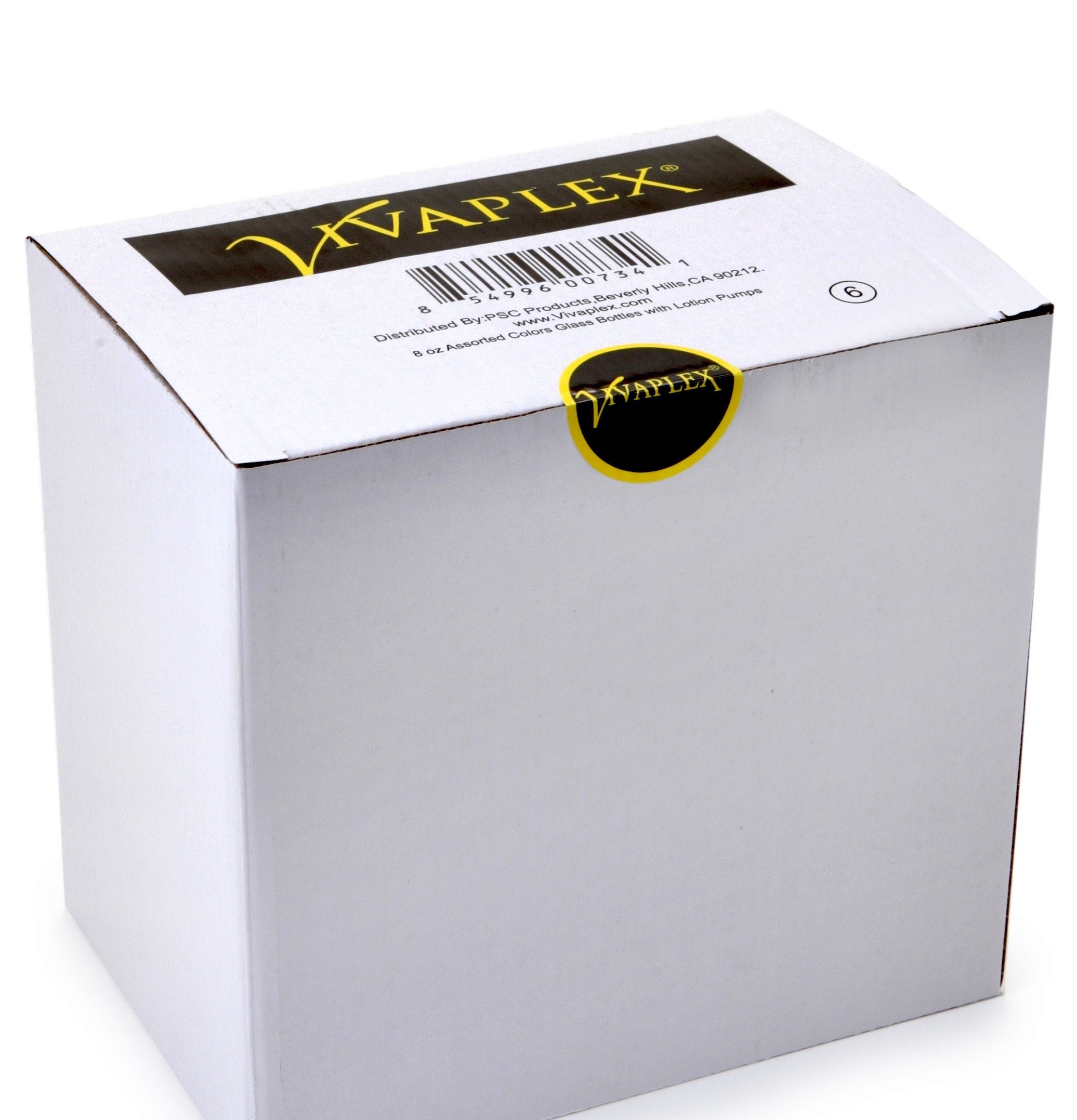 Vivaplex, 6, Large, 8 Oz, Empty, Assorted Colors, Glass Bottles With Black Lotion Pumps