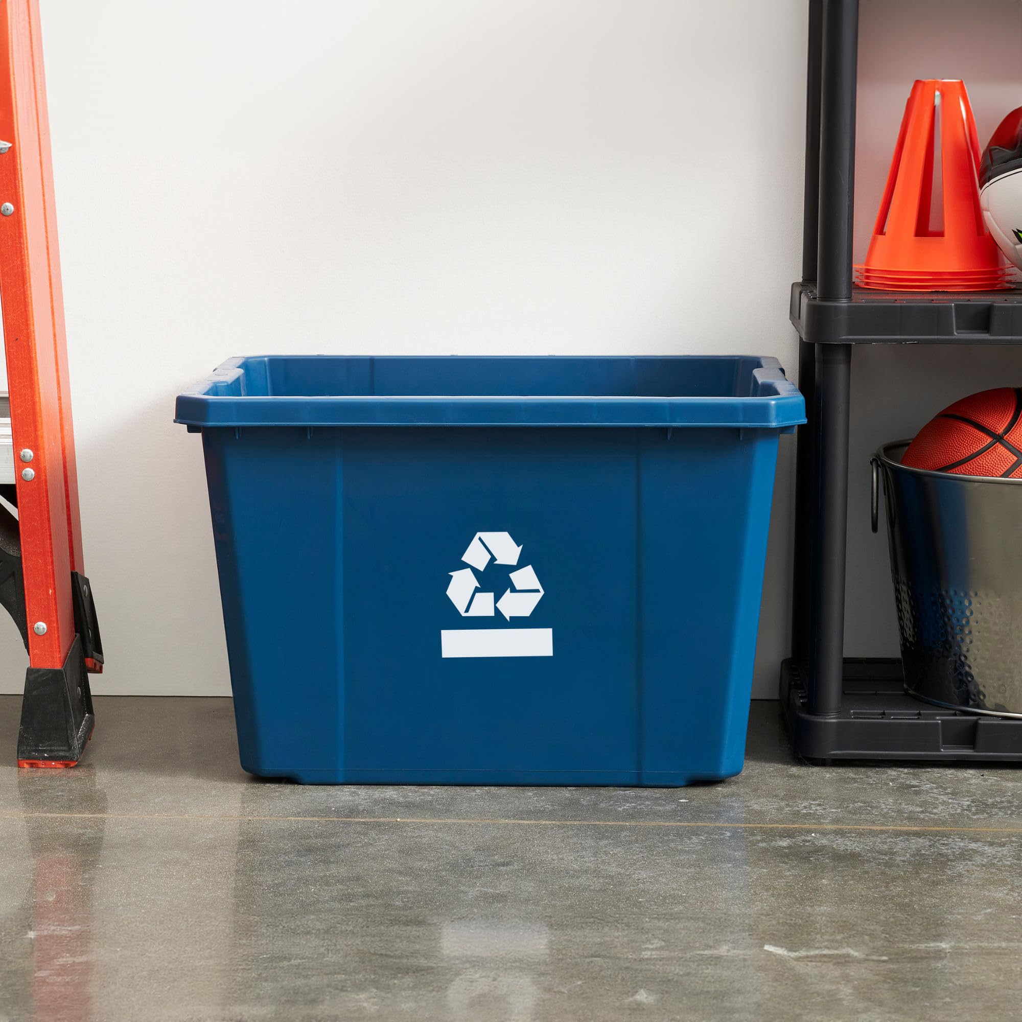 Gracious Living Recycling Bin Container, Plastic Trash Bin, 17 Gallons, Blue