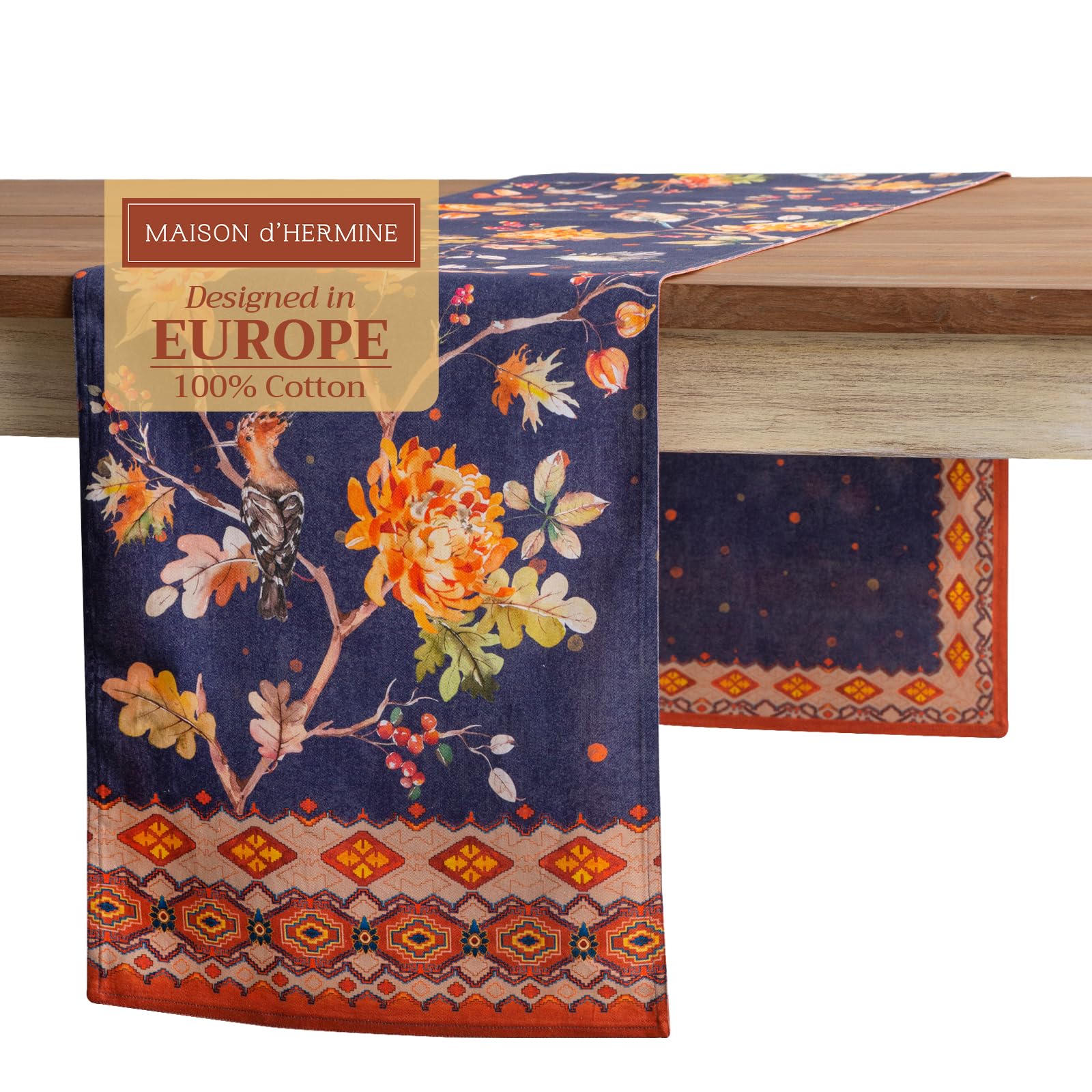 Maison D Hermine Kelim - Infinity 100 Cotton Table Runner Farmhouse Tabletop Cover For Home Kitchen Dining Dacor Parties Family