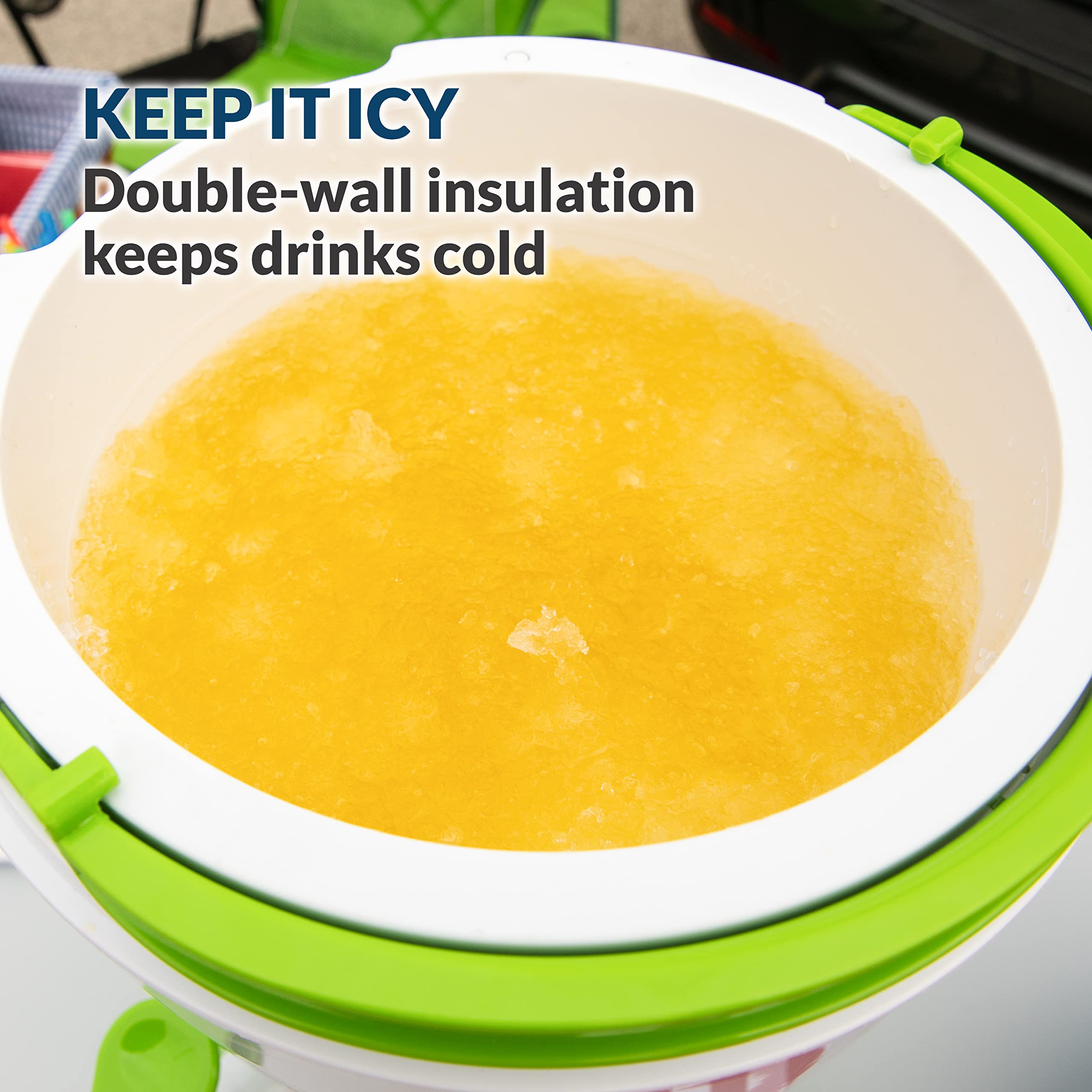 Nostalgia Taco Tuesday Tailgator Margarita Machine - Blender For Smoothies, Margaritas, Daiquiris, And Slushies - White/Lime Gre