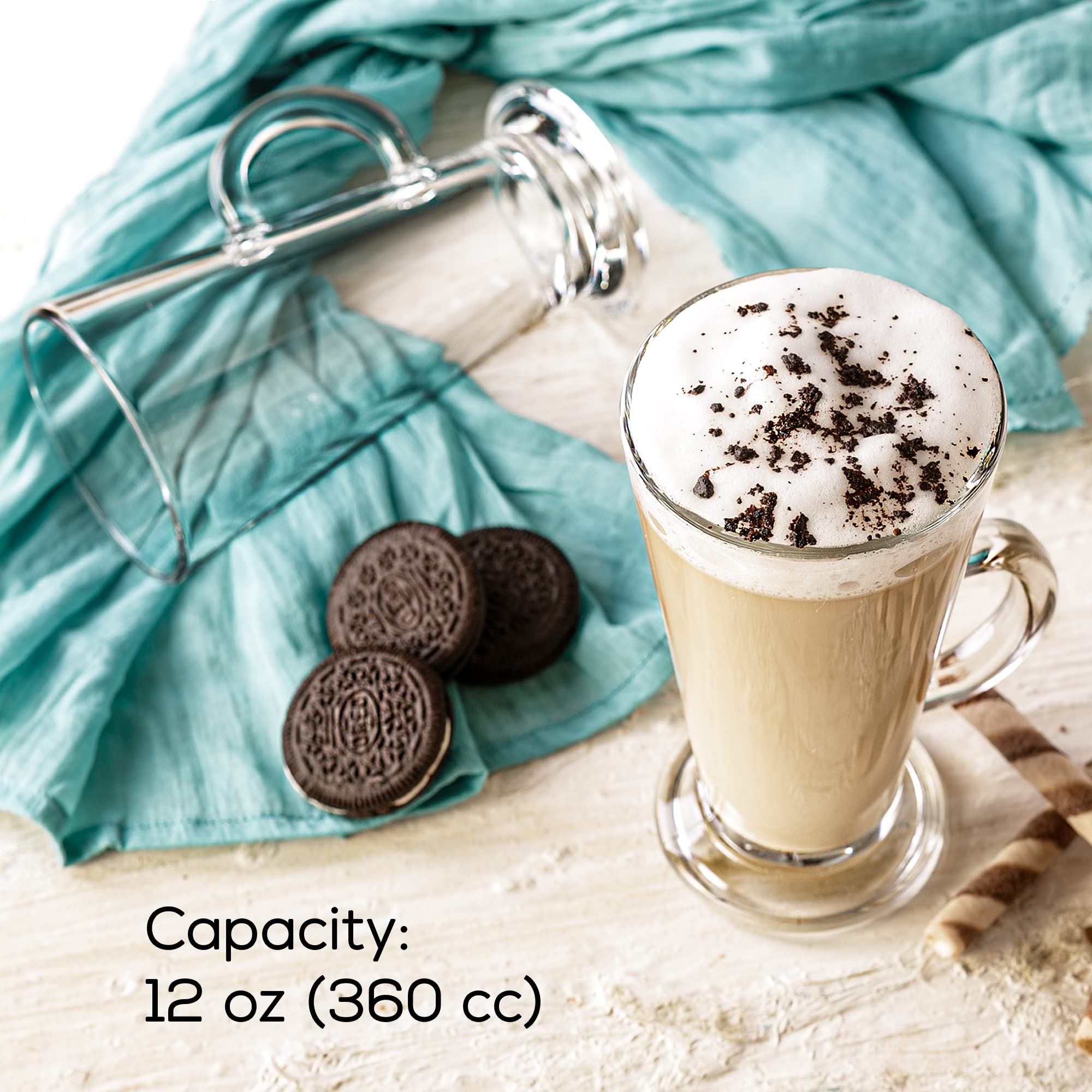 Crystalia Tall Irish Coffee Mugs With Handle, Large Colombian Glasses Set Of 2, Tall Funnel Clear Glasses For Iced Coffee, Latte