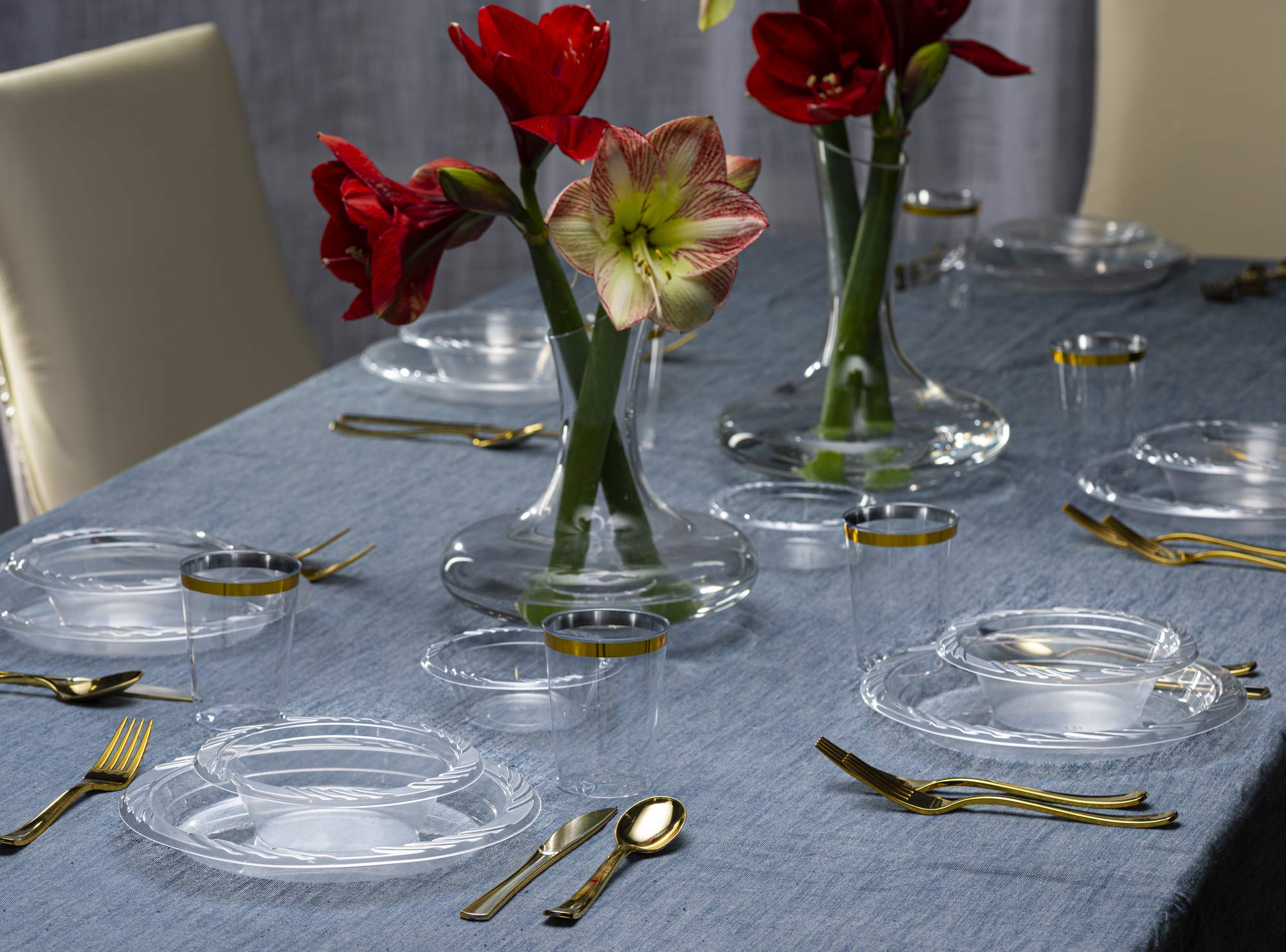 Plasticpro 6'' Inch Premium Crystal Clear Disposable Plastic Dessert Size Party Plate Pack Of 80