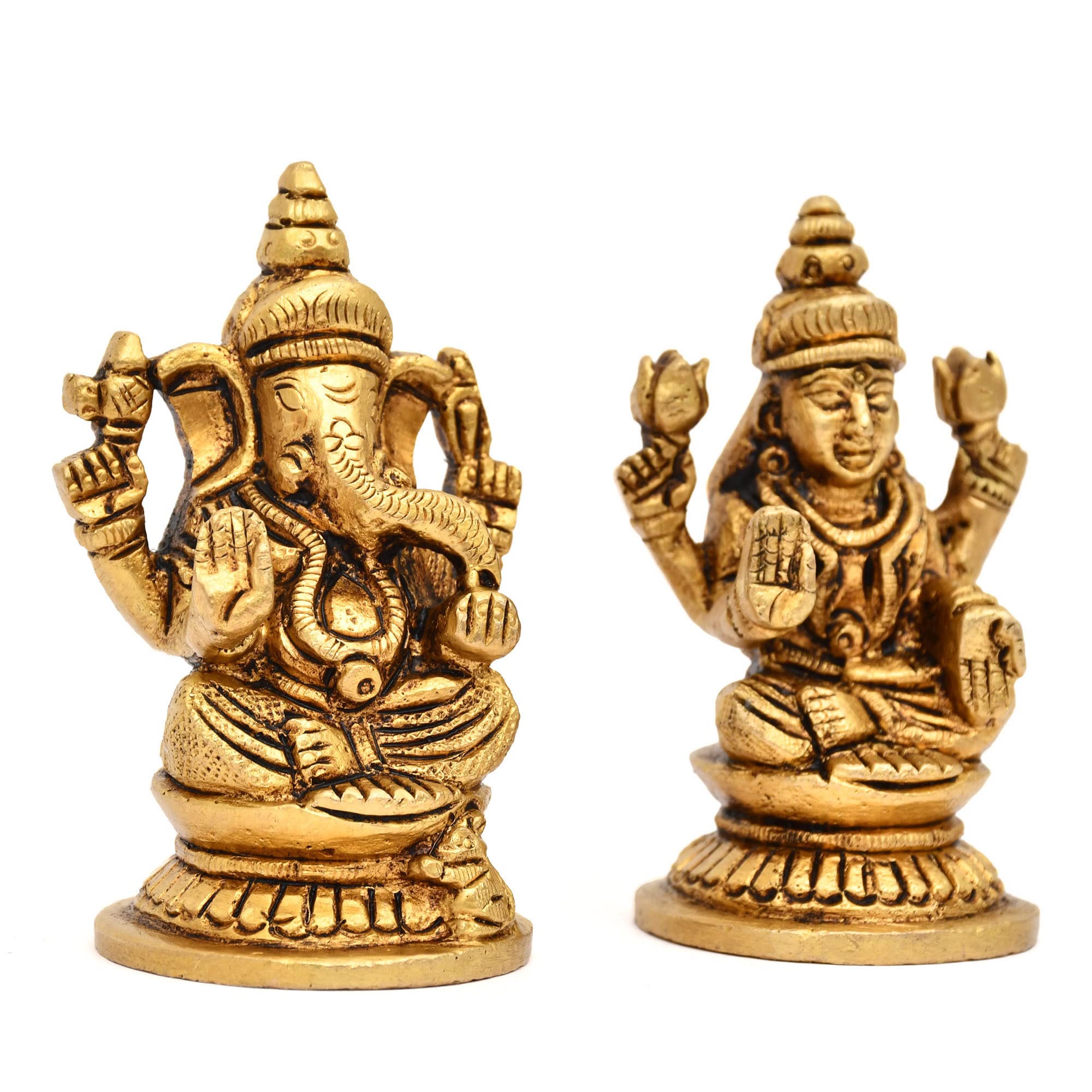 Aargkraft Brass Laxmi Ganesh Idol | Ganesha Lakshmi Religious Figurine Hindu God Sculpture Murti Statue | Diwali/Workplace/Offic