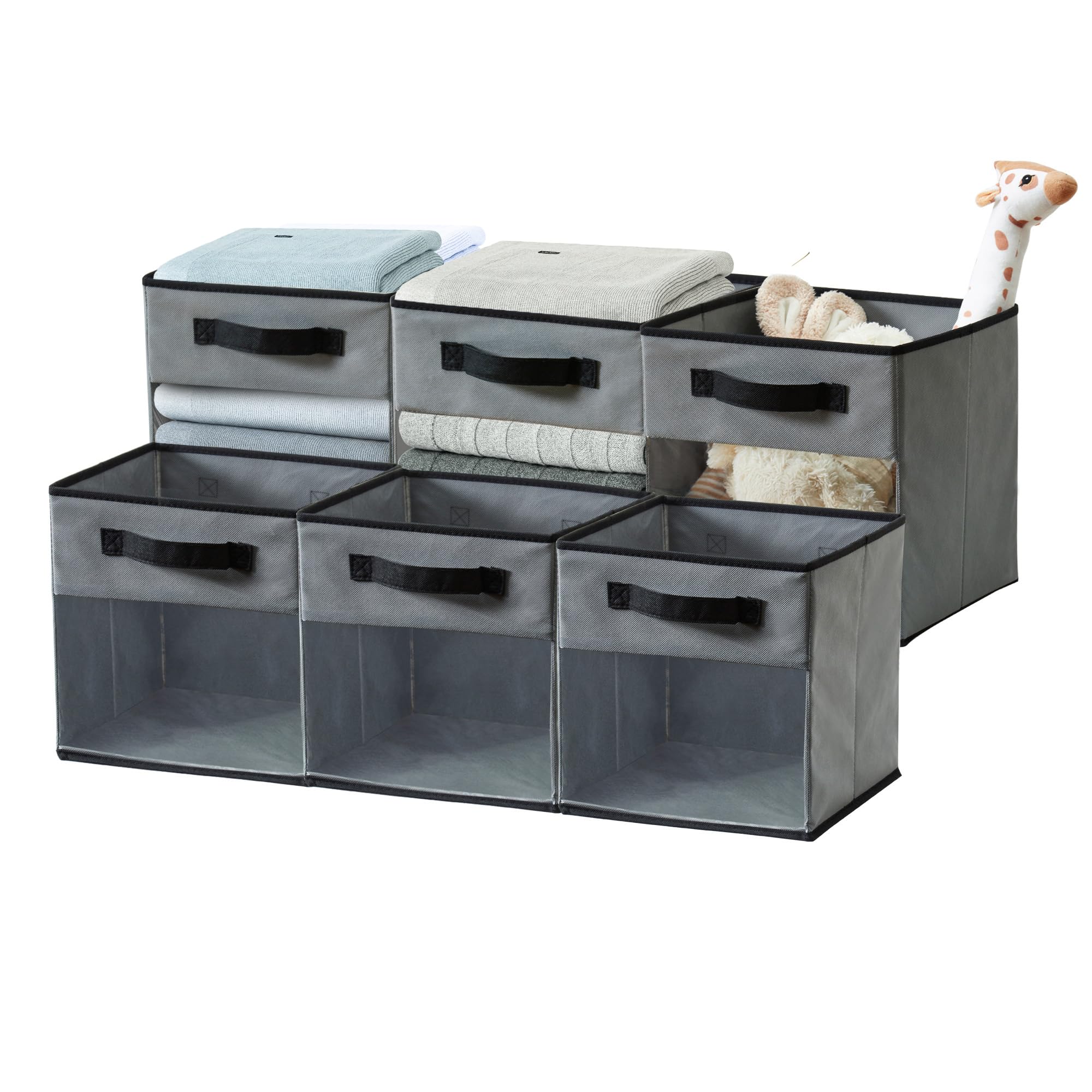 DECOMOMO 13 Inch Cube Storage Bins | Cube Organizer Bins with Clear Window, Fabric Storage Cubes for Shelves Closet Toys Clothes