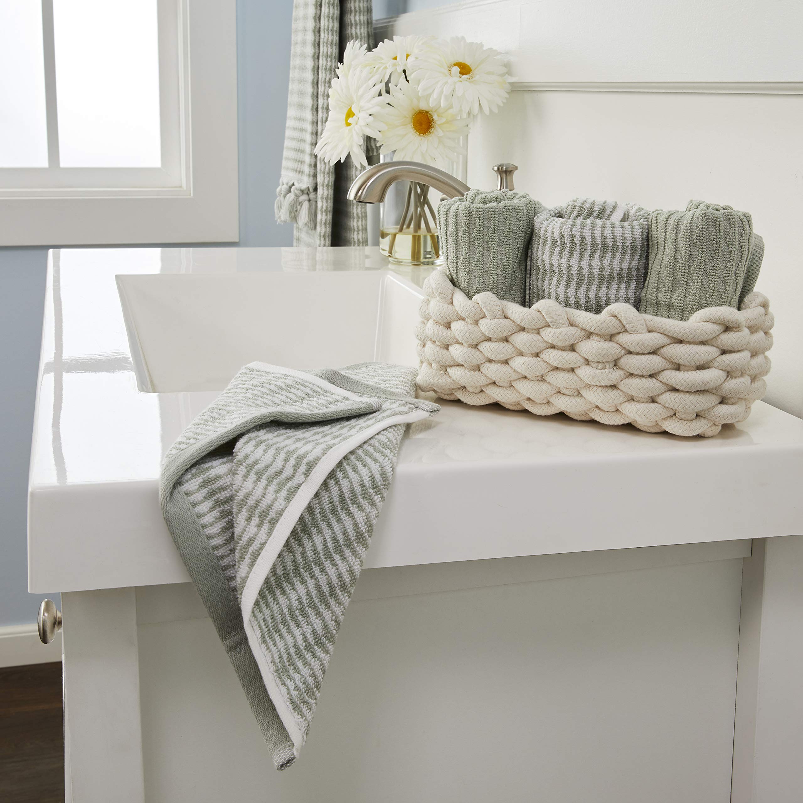 Skl Home By Saturday Knight Ltd. Longborough Washcloth (4-Pack), Sage, 12X12