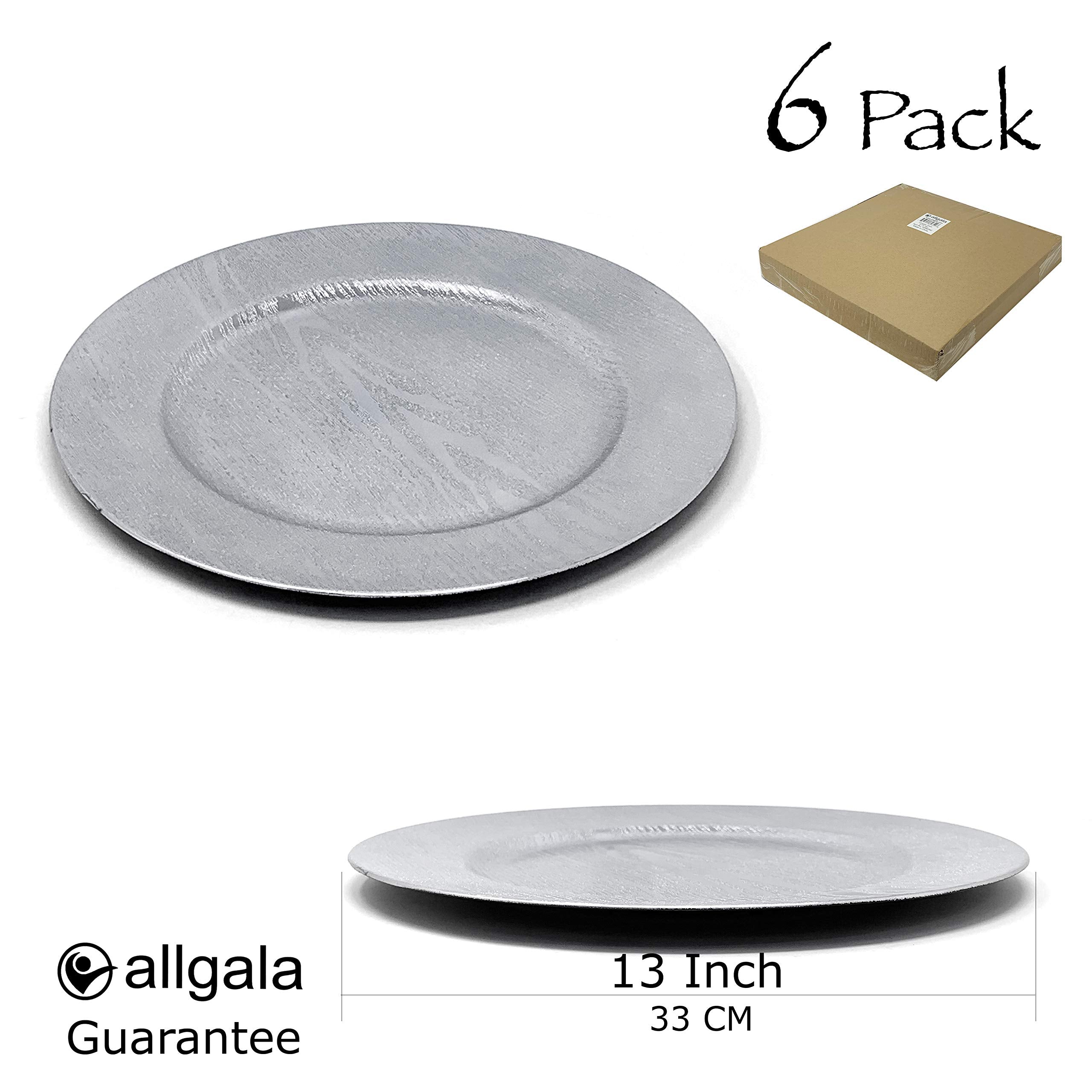 allgala 13-Inch 6-Pack Heavy Quality Round Charger Plates-Grain Silver-HD80302