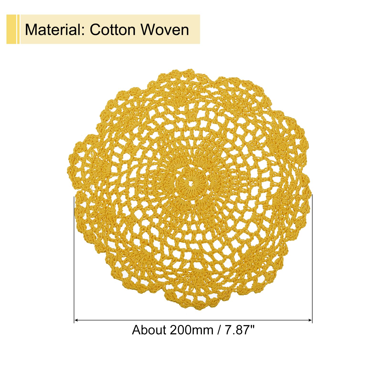 Uxcell Crochet Doilies, 4Pcs 8 Inch - Handmade Crochet Cotton Coaster, Round Lace Placemats With Floral Patterns For Wedding Par