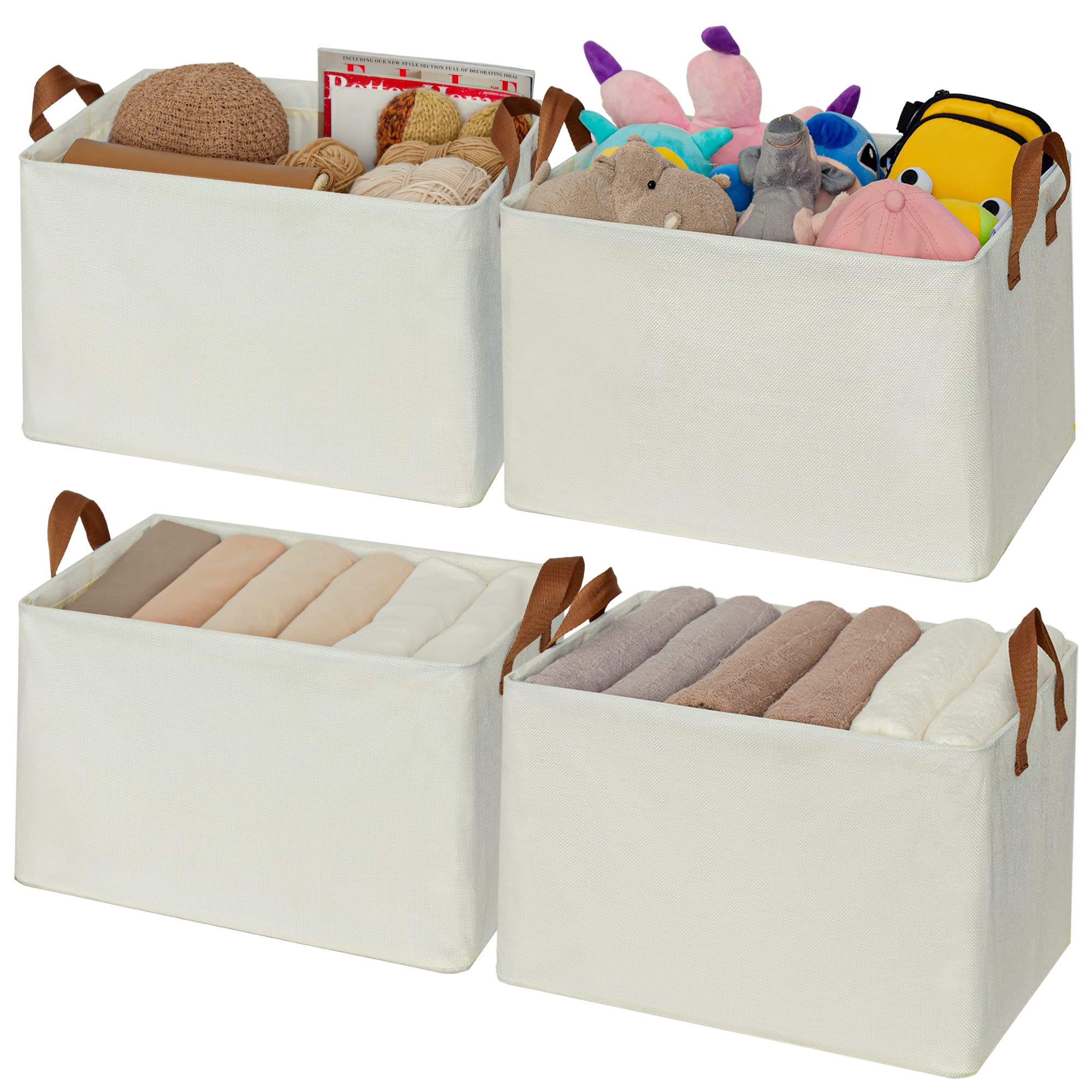 Granny Says Storage Bins For Shelves, Linen Closet Organizers And Storage Baskets With Metal Frame, Extra Large Storage Boxes Fo
