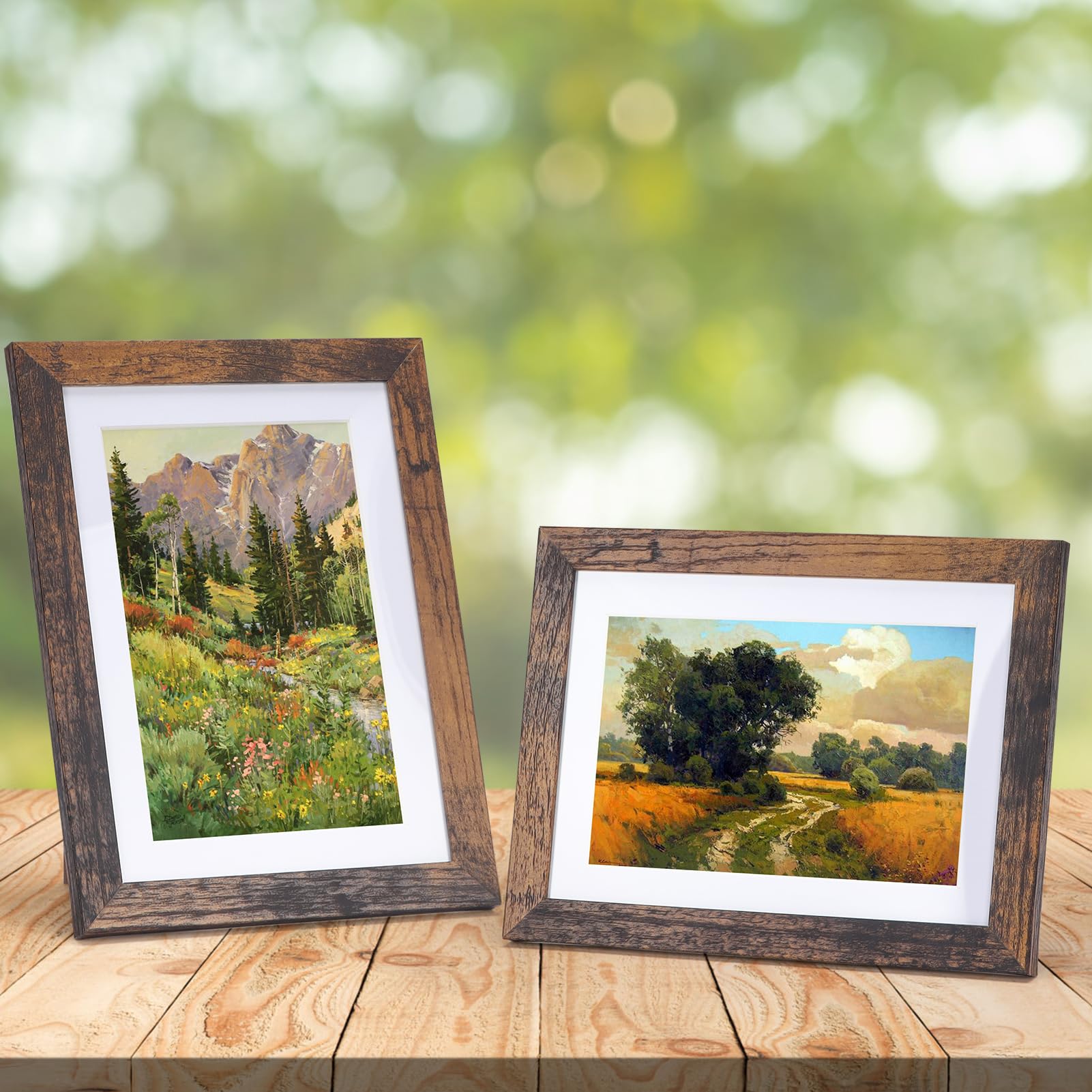 Lyeasw 4x6 Picture Frame 15 Pack, Rustic Brown Bulk Photo Frames 5 x 7 Matted to 4 x 6 Pictures, Display 4x6 with Mat or 5x7 wit