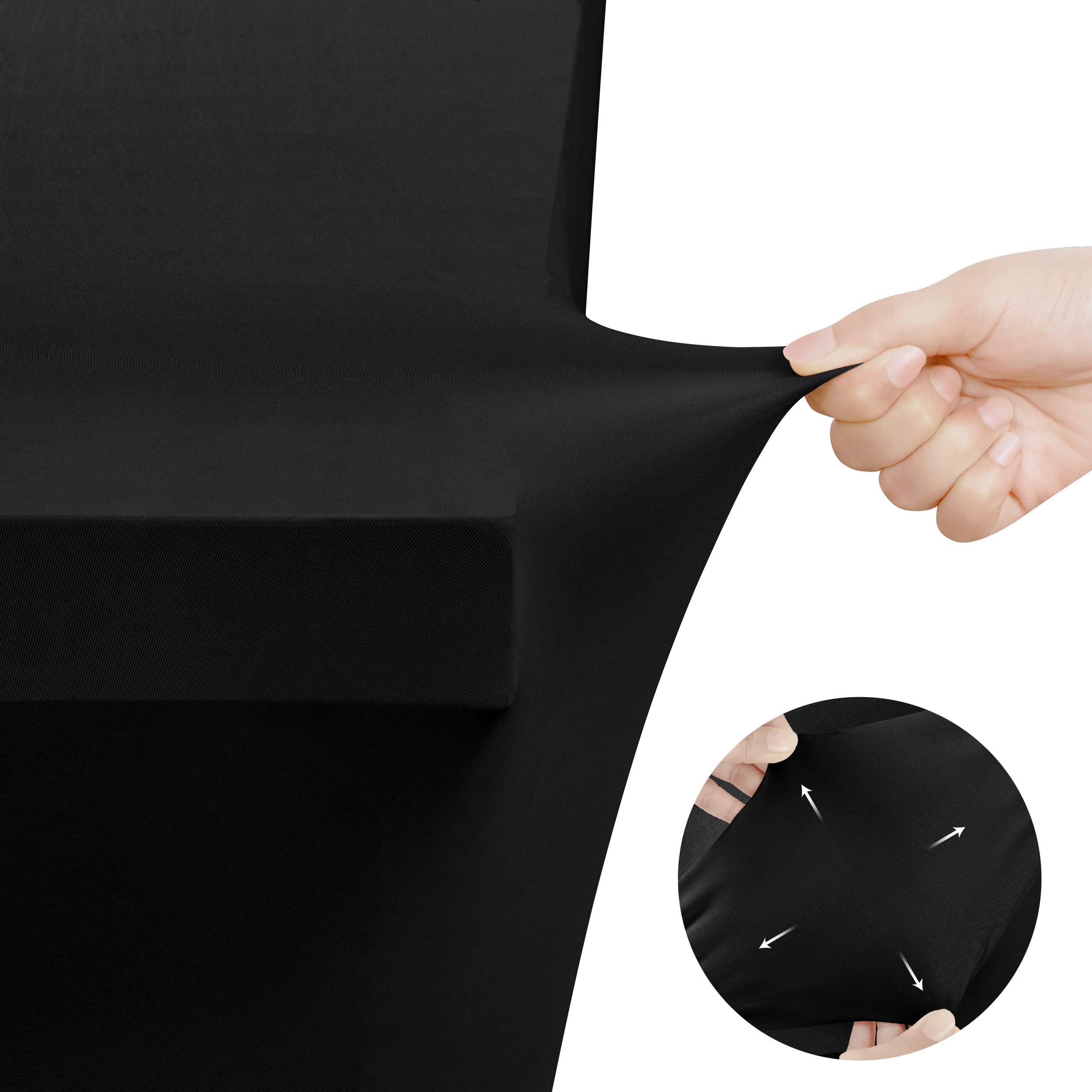 Utopia Kitchen Spandex Tablecloth 2 Pack [6FT  Black] Tight  Fitted  Washable and Wrinkle Resistant Stretch Rectangular Patio Table Cover for Event  Wedding  Banquet & Parties [72Lx30Wx30H Inch]