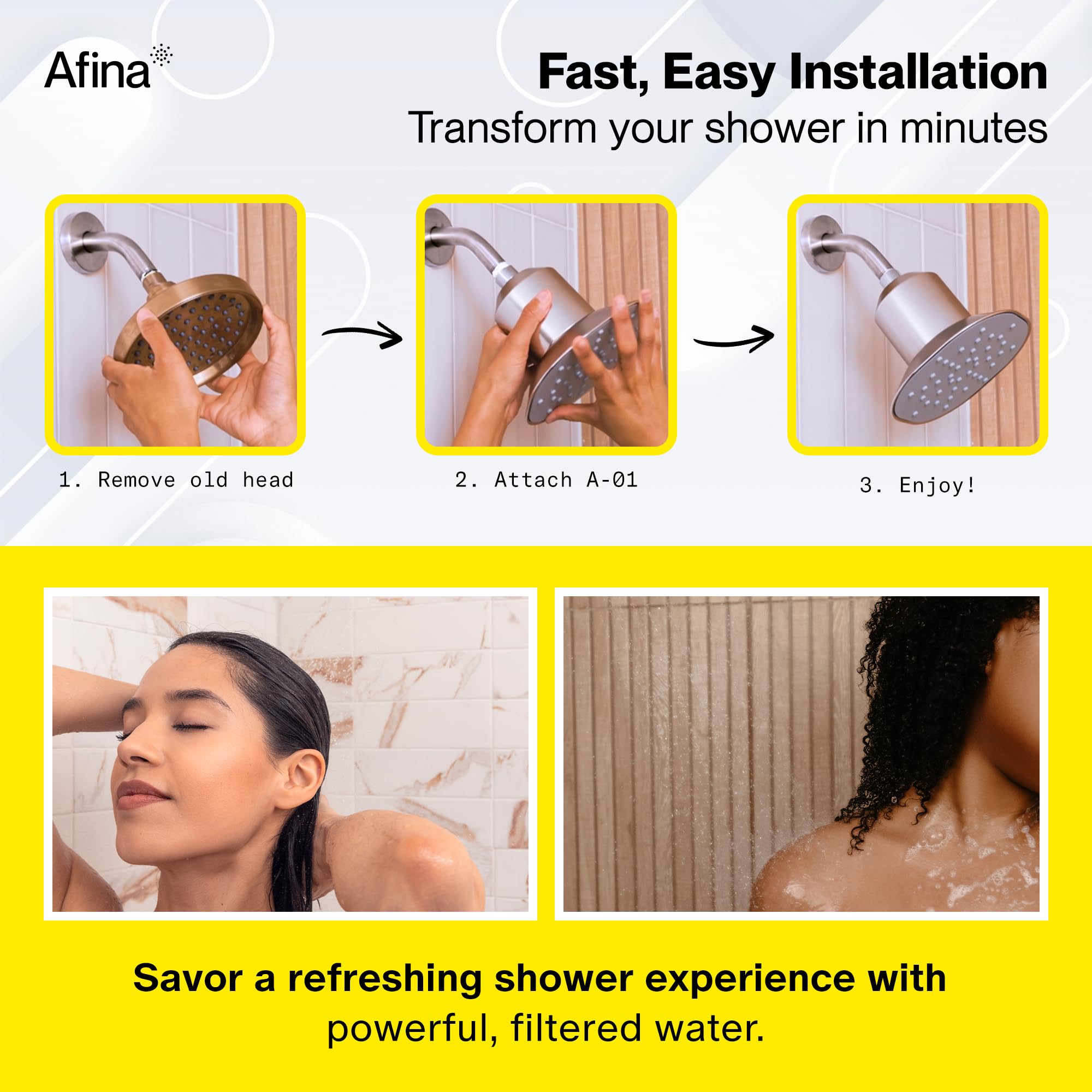 Afina A-01 Replacement Filter For Afina Filtered Showerhead - High Pressure Shower - Reduces Dry Itchy Skin, Dandruff, Eczema, A