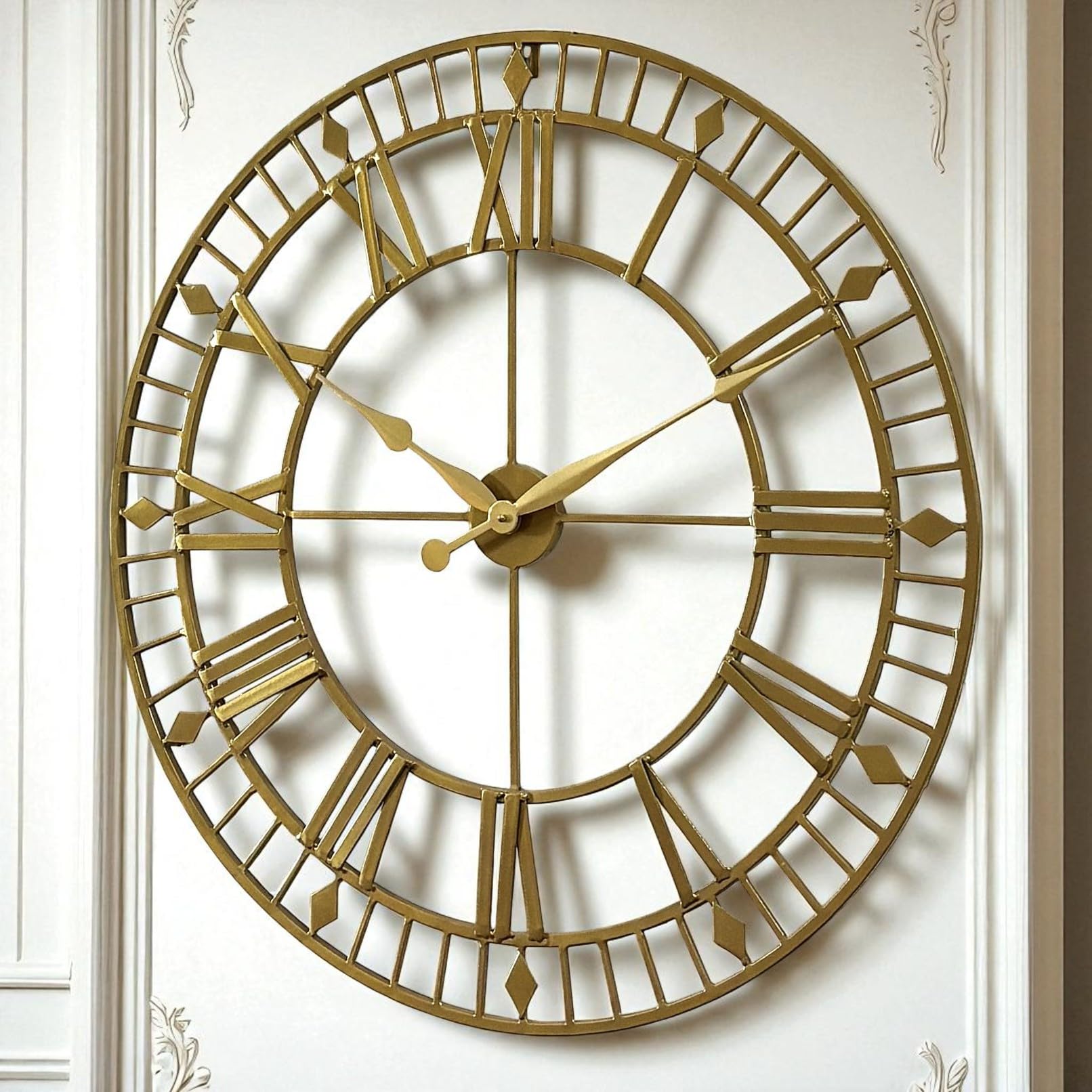 Vintage Clock Gold Extra Large Wall Clock And Gold Marker/ 30 Inch / 9082-30