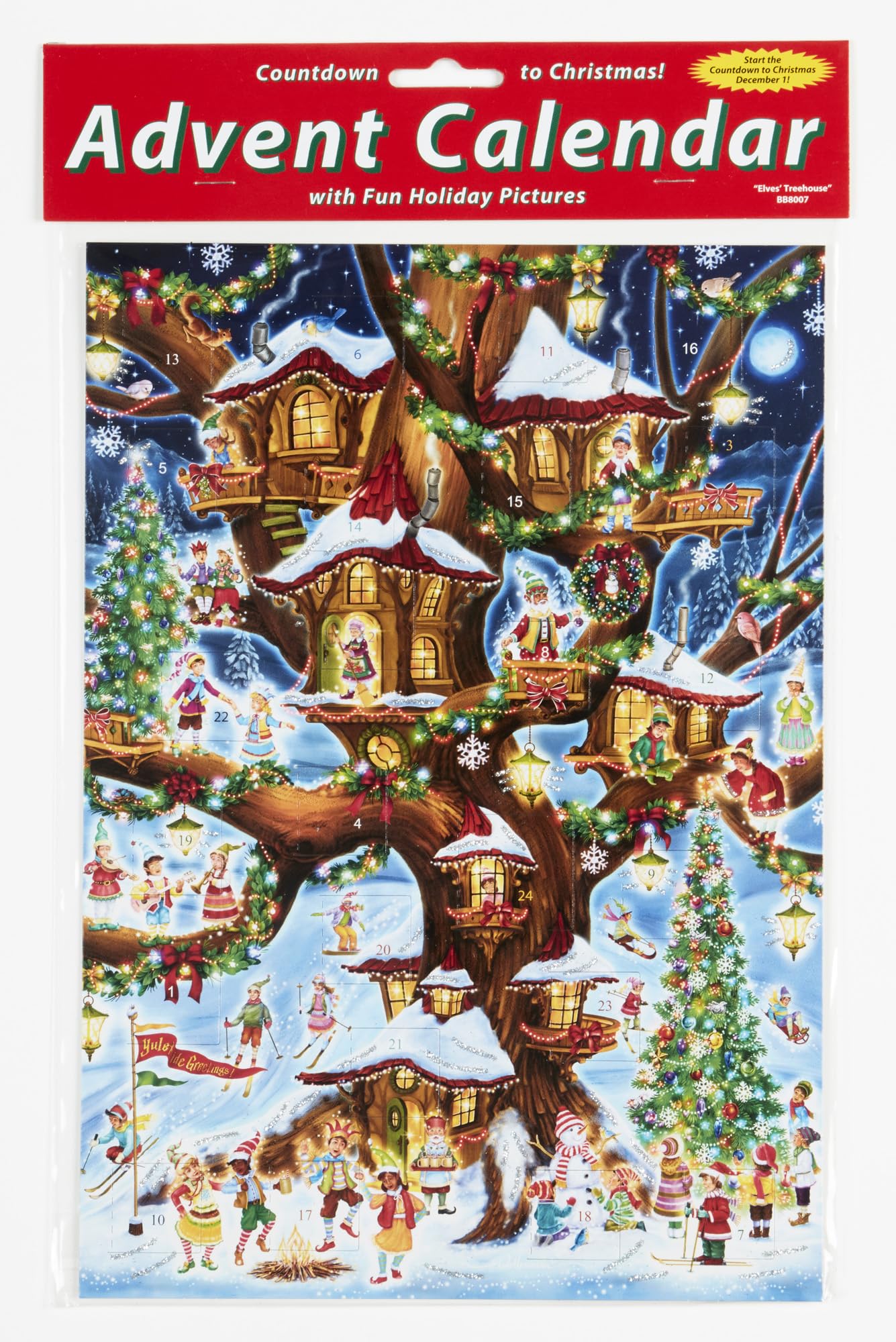 Elves Treehouse Advent Calendar (Countdown to Christmas) with Holiday Pictures by Vermont Christmas Company