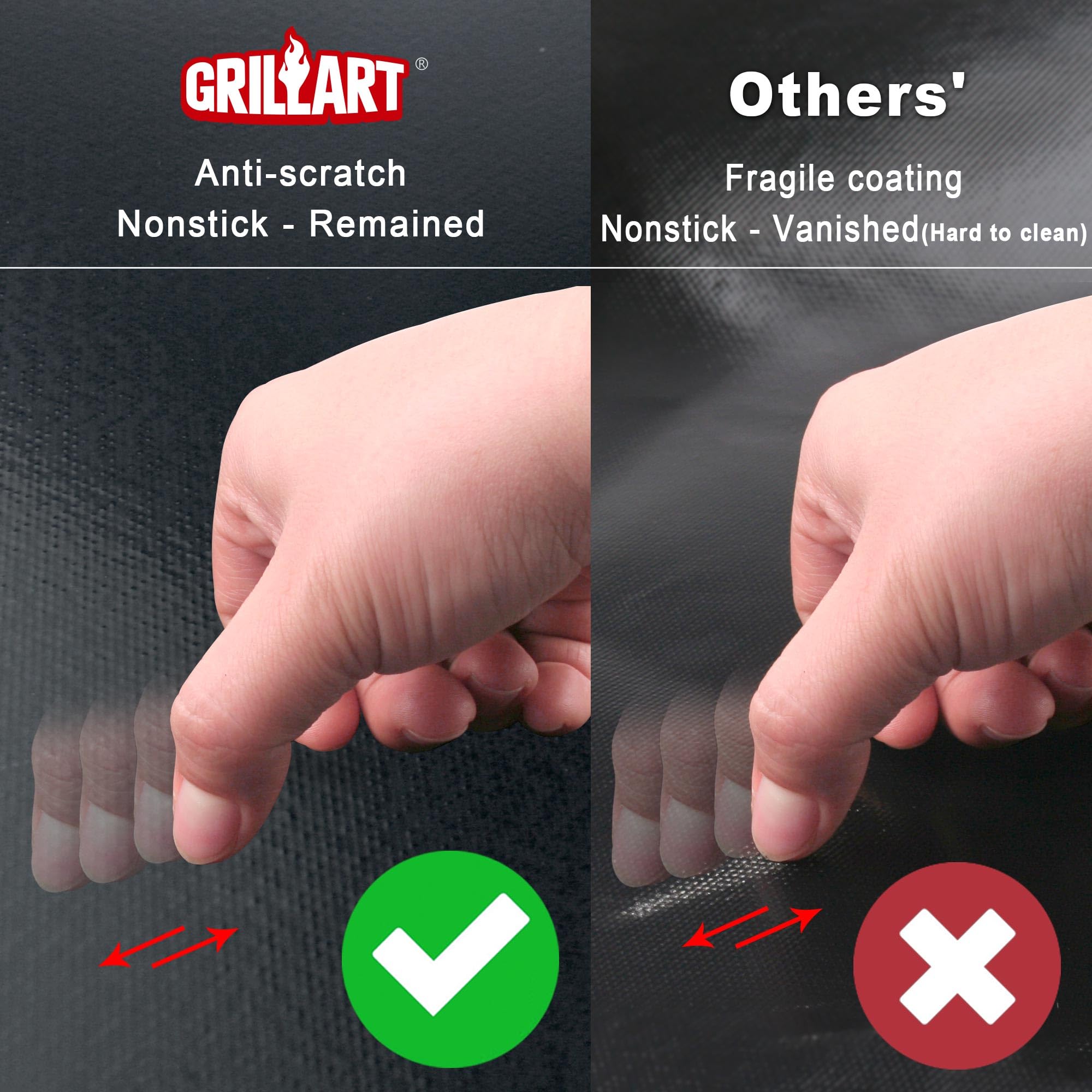 Grillart Bbq Grill Mats For Outdoor Grill - Nonstick 600 Degree Heavy Duty Grilling Mat (Set Of 2) - Reusable Bbq Grill Accessor