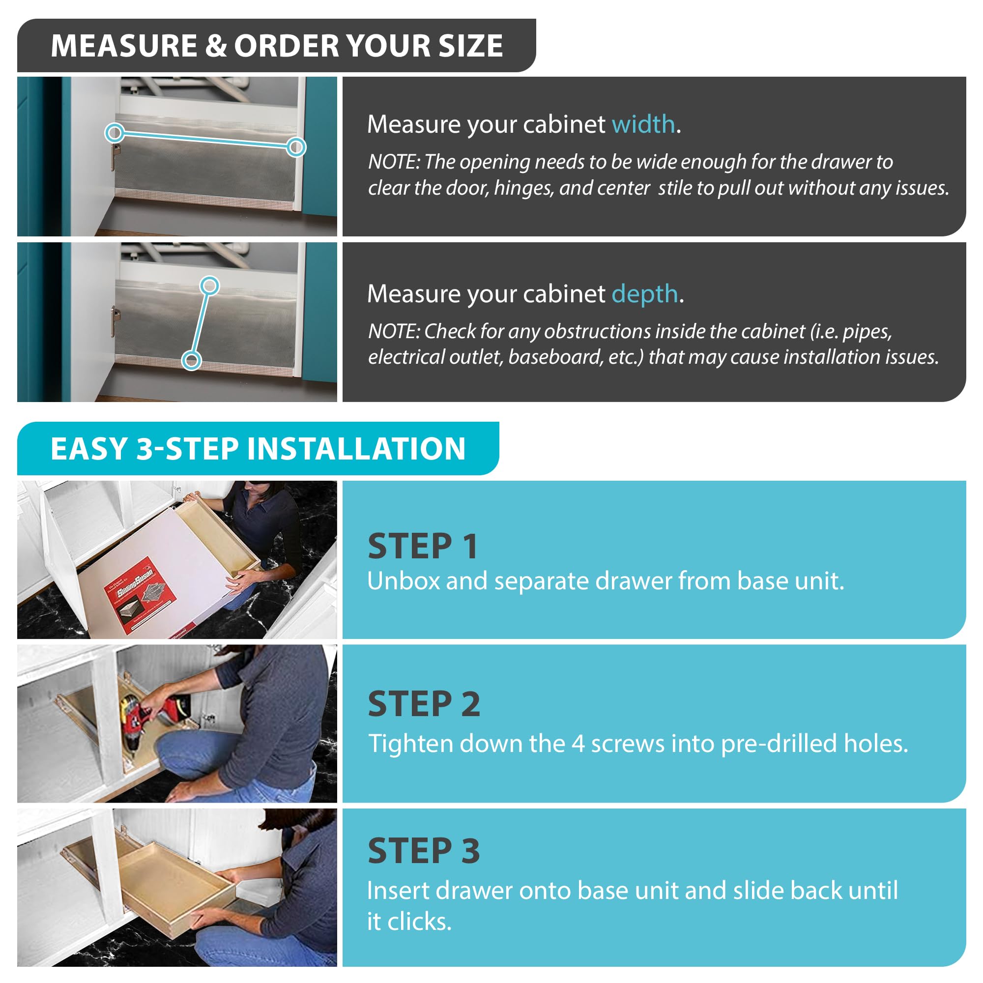 Slidingsusan Pull-Out Drawer Organizer For Cabinets, Gliding Soft Close Shelves For Kitchen, Pantry, And Storage Organization, F