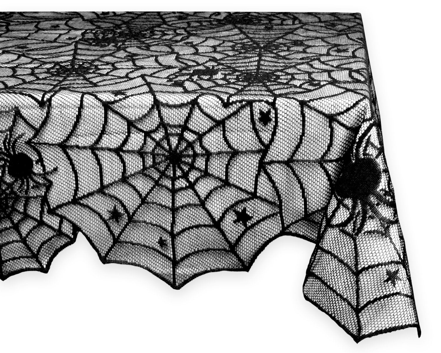 Dii Black Lace Overlay Tabletop Collection Gothic Halloween Decor, Tablecloth, 54X72, Spider Web