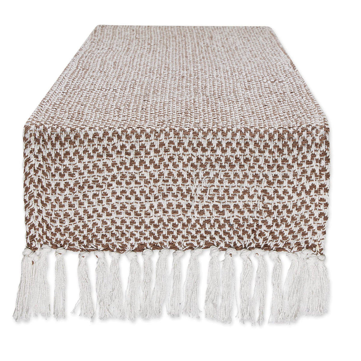 Dii Woven Basics Collection 100% Cotton Knit Table Runner, 15X72, Bark Brown