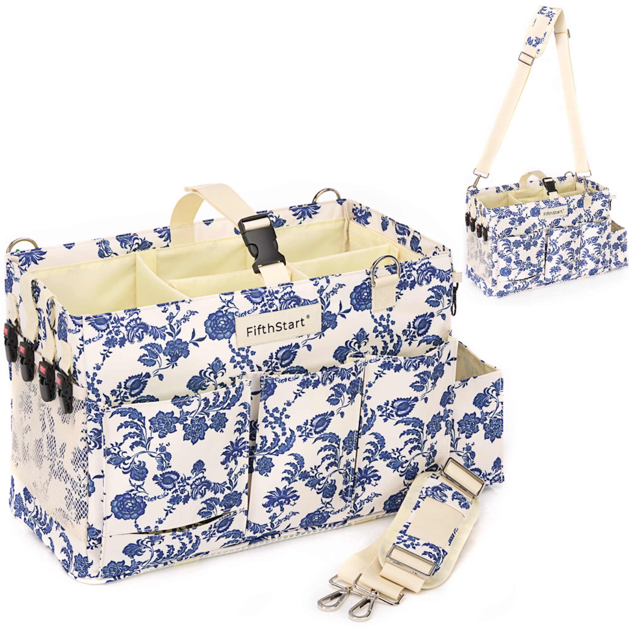 Fifthstart Wearable Cleaning Caddy, A Cleaning Supplies Organizer With 4 Corner Shoulder Strap & Removable Waist Strap. Professi