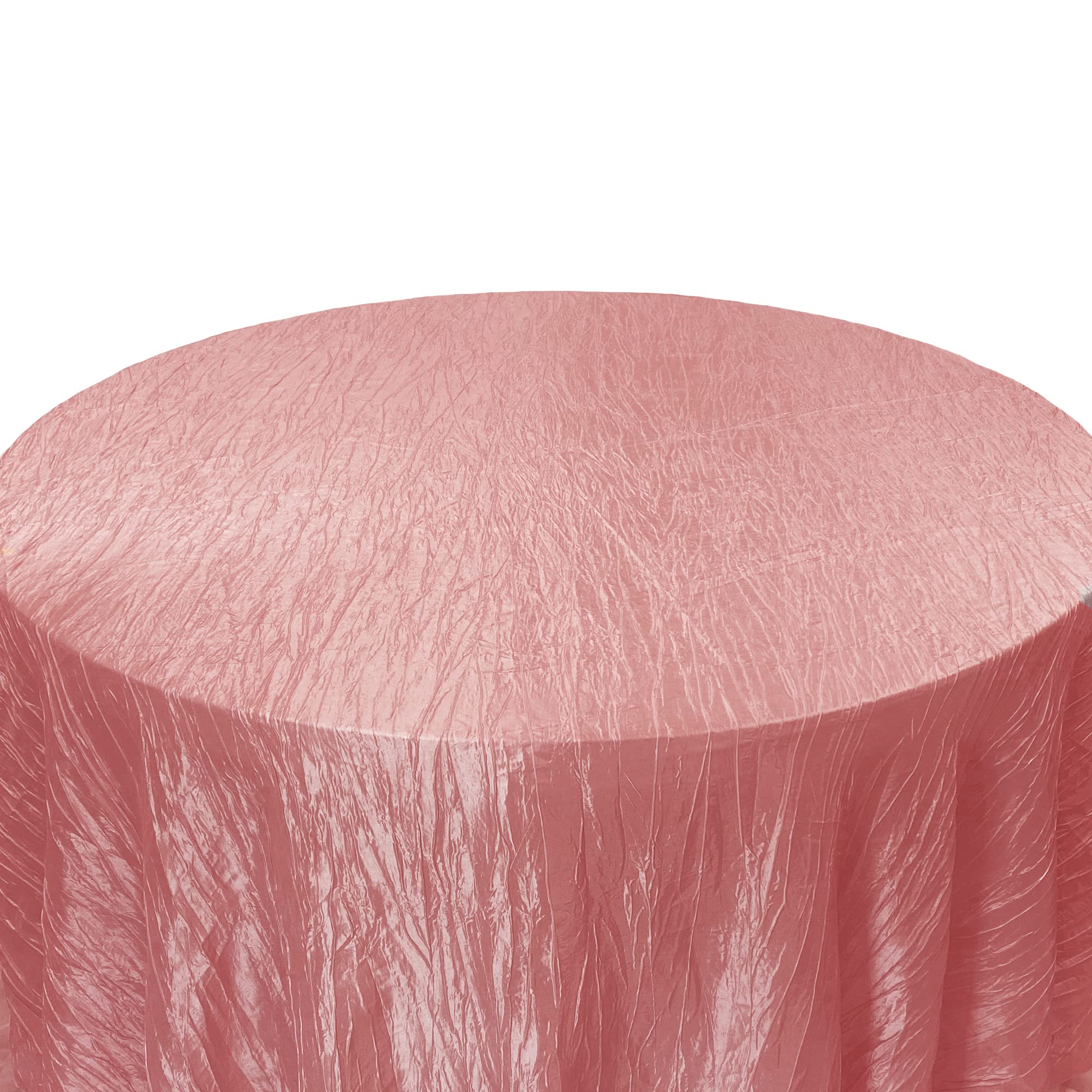 Your Chair Covers - 120 Inch Round Crinkle Taffeta Tablecloth - Coral  Crushed Shiny Dining Table Cloth for Wedding Party Birthday Baby Bridal Shower