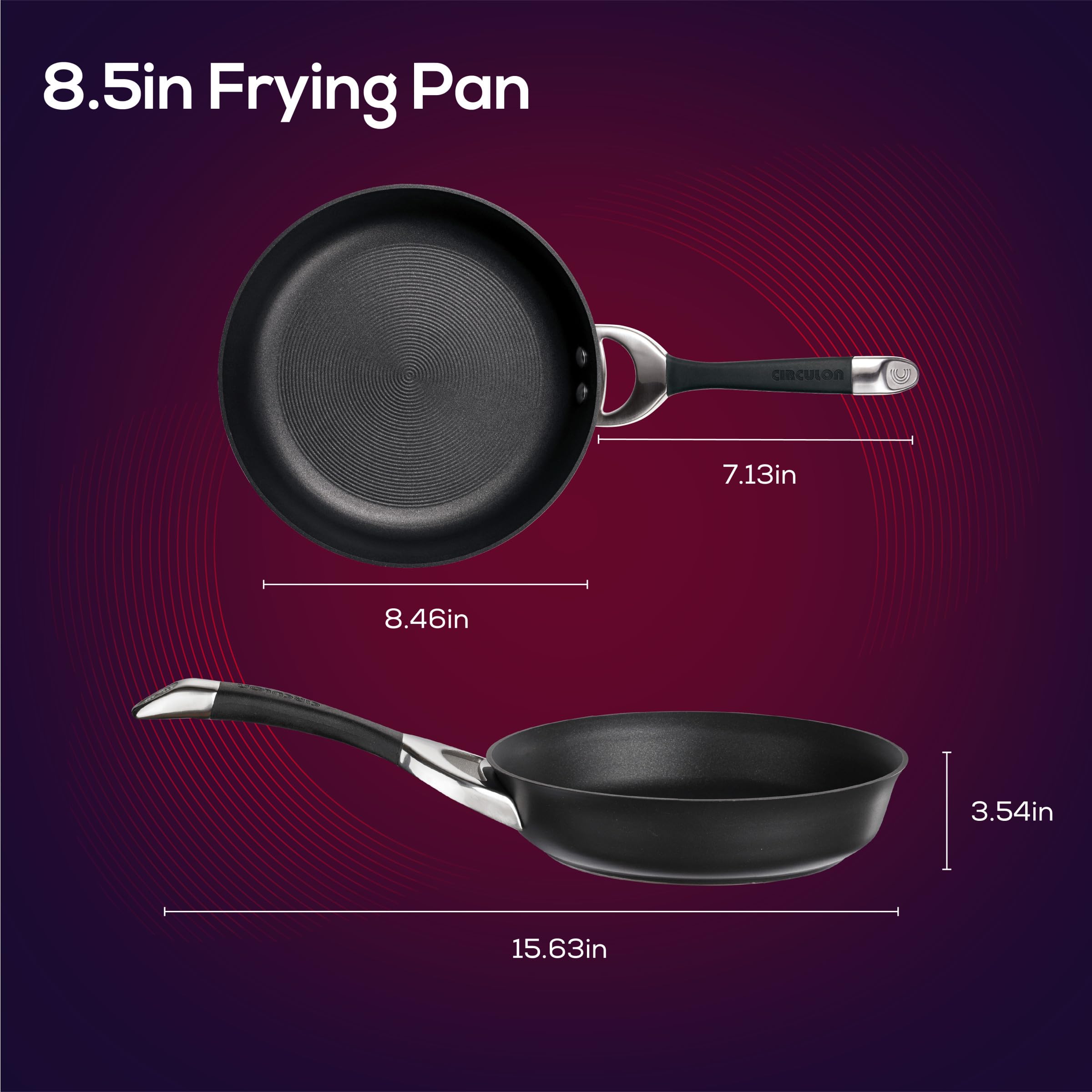 Circulon Symmetry Hard-Anodized Nonstick Frying Pan, 8.5-Inch, Black
