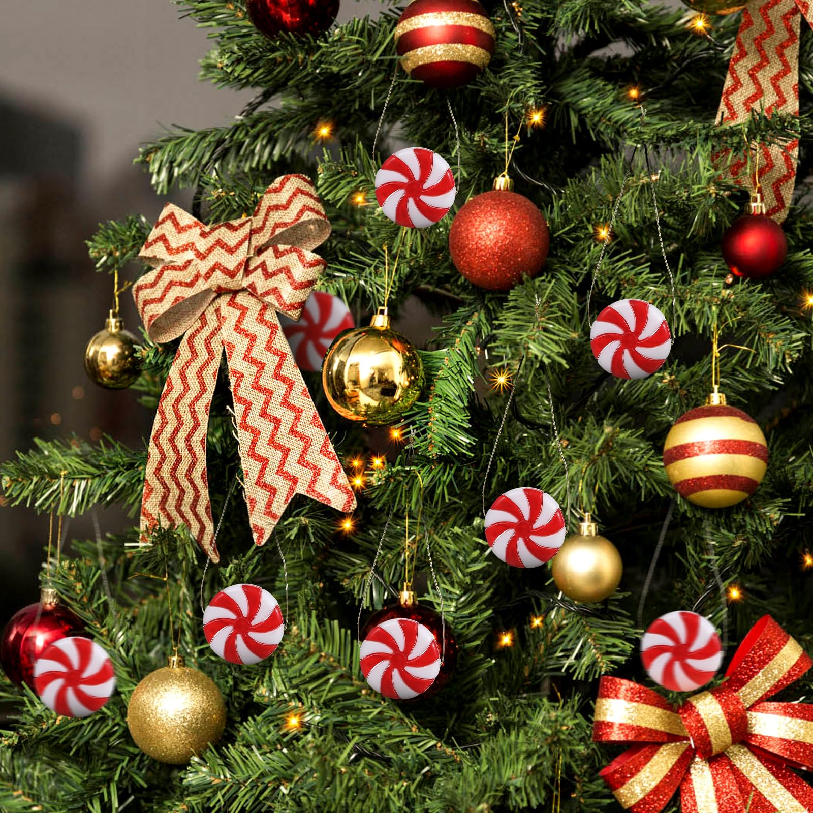 SOIMISS 50pcs Christmas Candy Decorative Hanging Pendants for Tree Ornament Craft Accessories Peppermint for Holiday Festivities