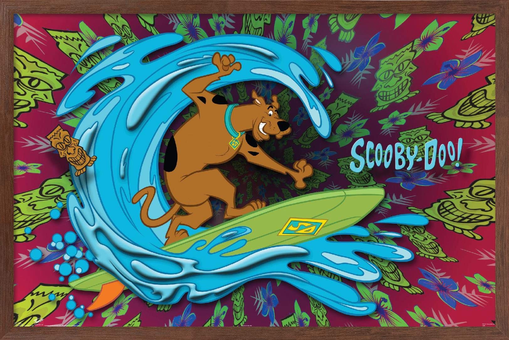 Trends International Scooby-Doo - Surf Wall Poster, 14.725'' X 22.375'', Mahogany Framed Version