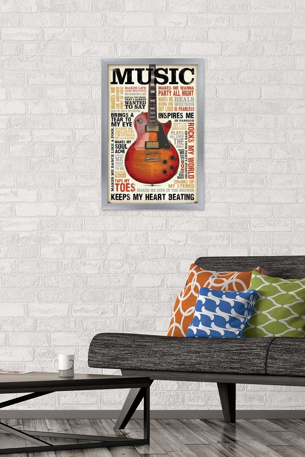 Trends International Music Inspires Me Wall Poster, 14.725'' X 22.375'', Silver Framed Version