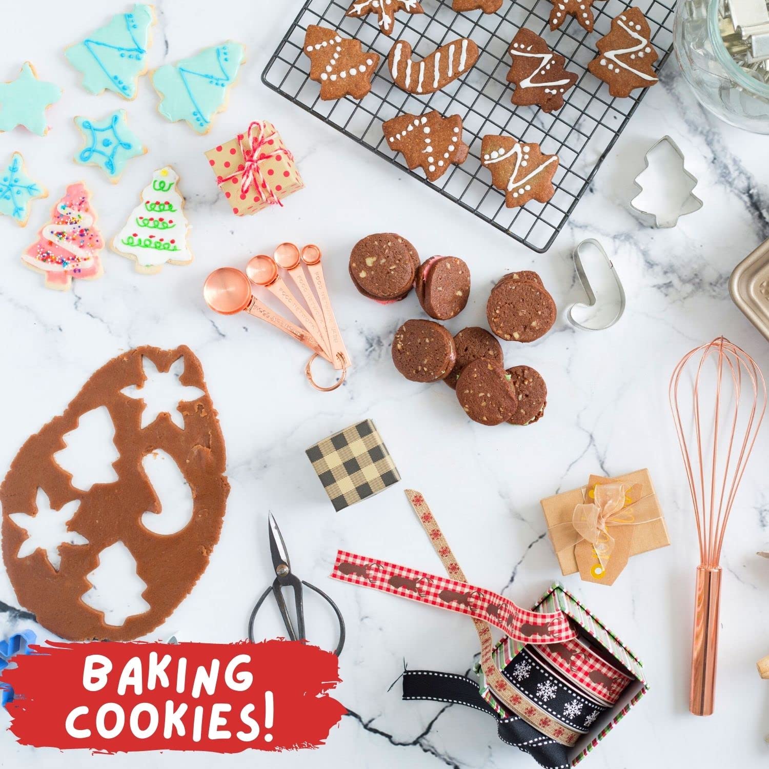 Kaishane Christmas Ornament Cookie Cutter Set 3 Pieces Stainless Steel Xmas Light Biscuit Cutters For Baking