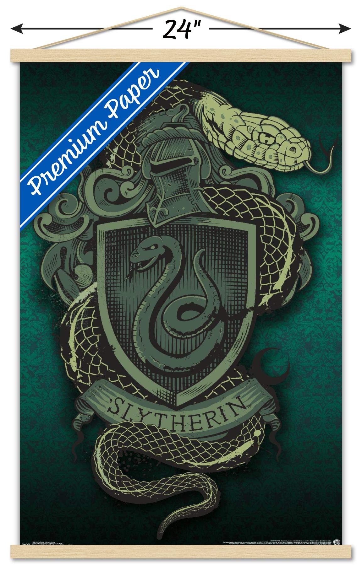 Trends International The Wizarding World: Harry Potter - Slytherin Snake Crest Wall Poster, 22.375'' X 34'', Premium Print And B