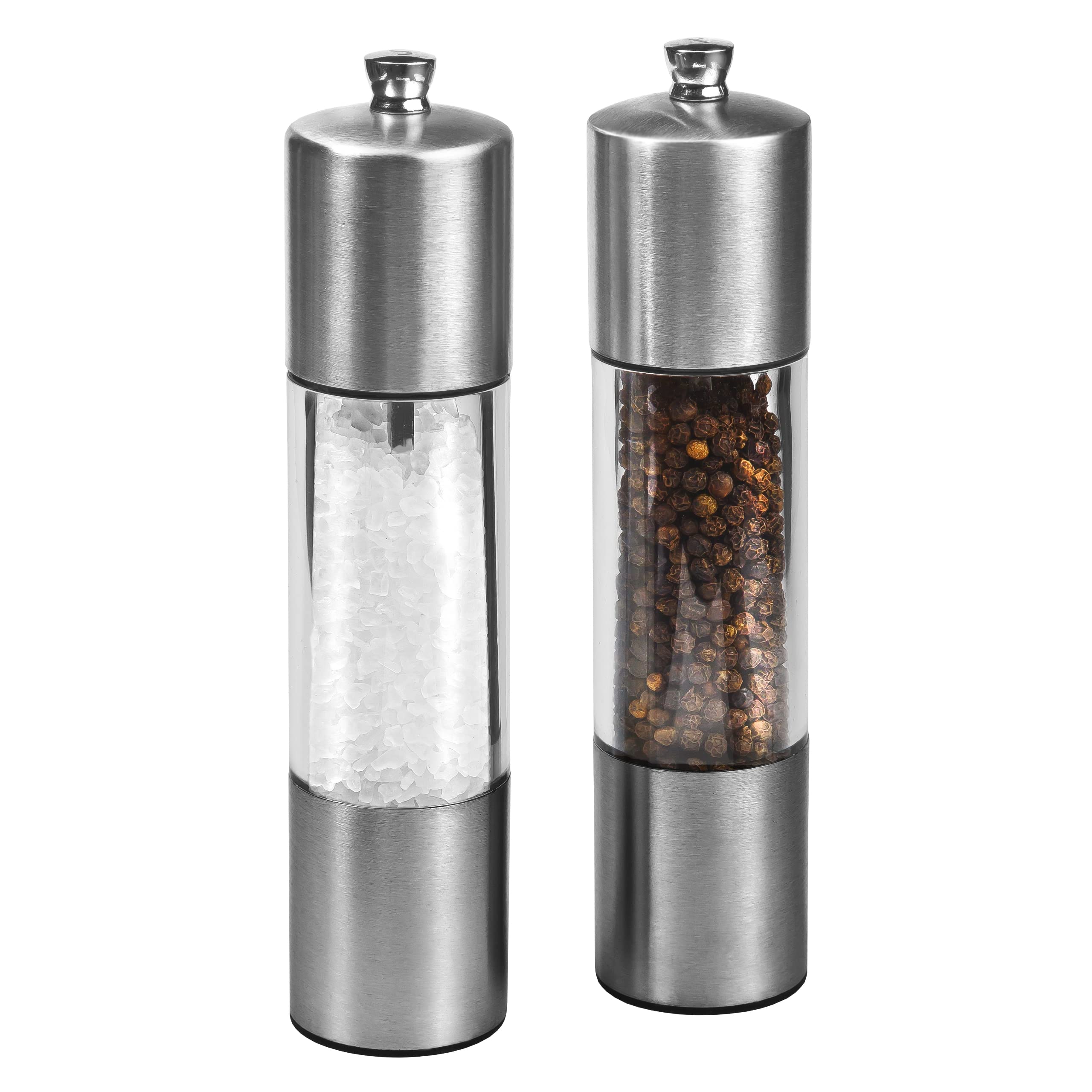 Cole & Mason Everyday Salt & Pepper Mill Gift Set - Filled Salt & Pepper Grinders - Refillable & Adjustable Mill Set - Acrylic &