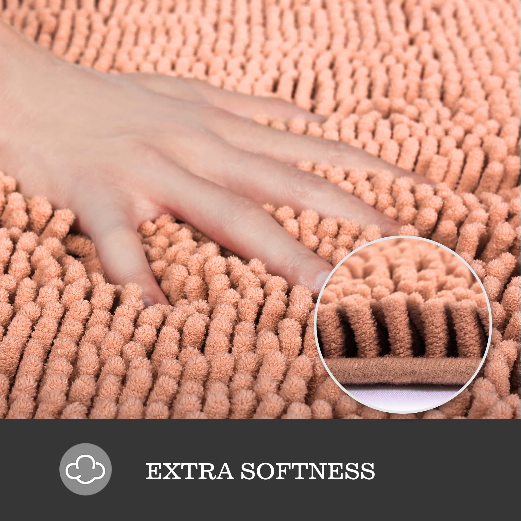 Yeaban Dusty Pink 47 X 17 Bathroom Rug - Thick Chenille Bath Mats | Absorbent And Washable Bath Rug Non-Slip, Plush Rugs For Bat