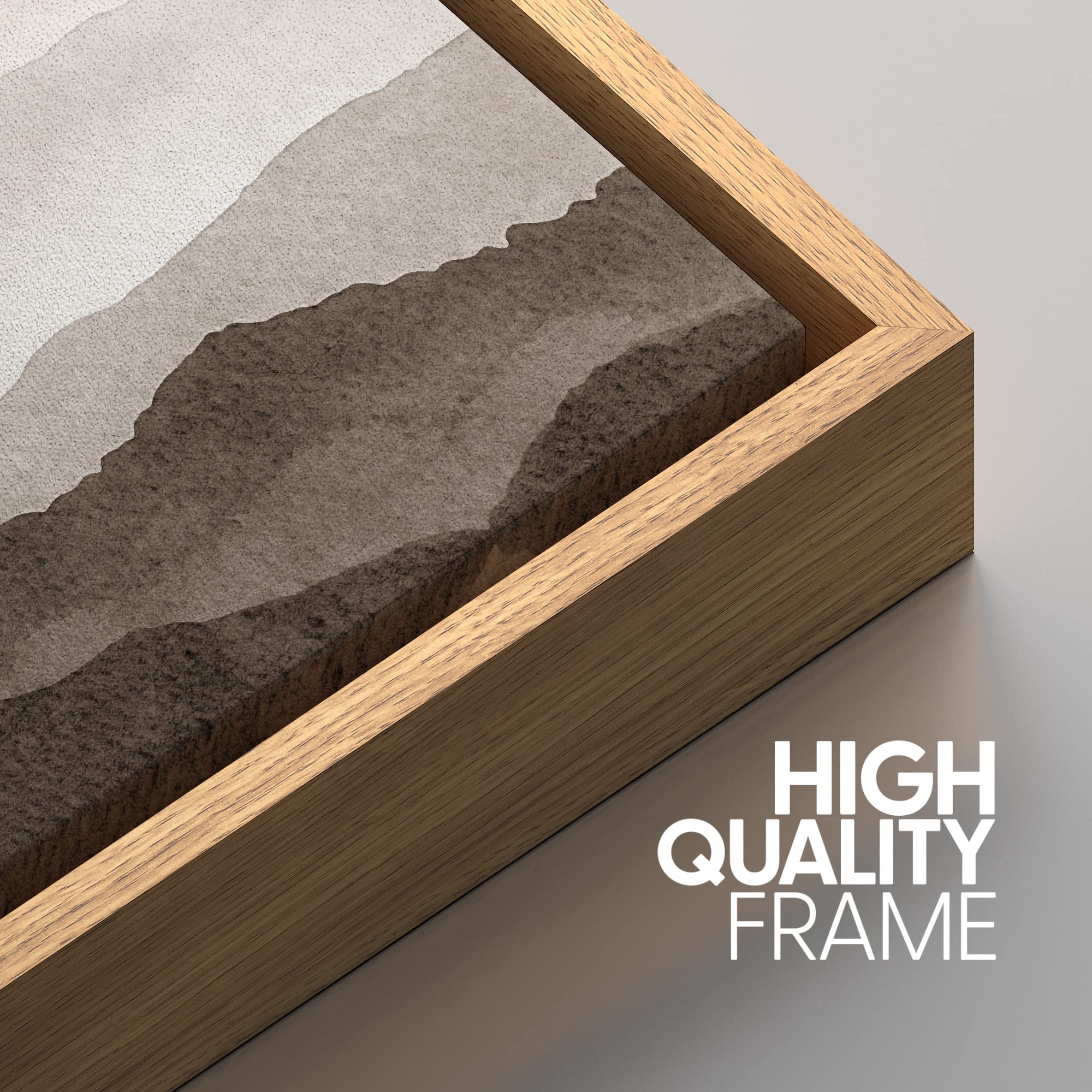 Signwin Framed Canvas Print Wall Art Set Brown Watercolor Fog Mountain Range Nature Wilderness Illustrations Modern Art Decorati