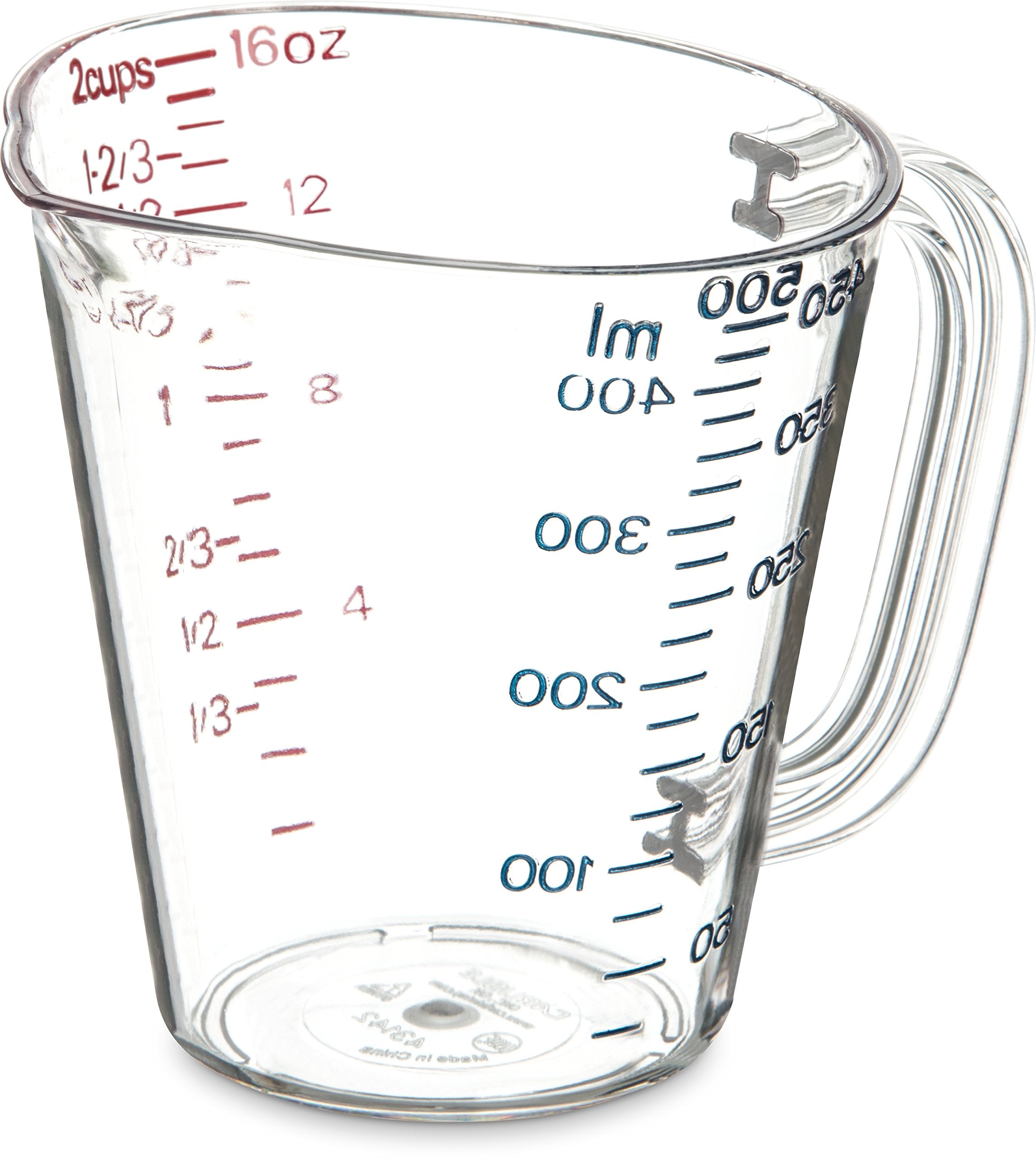 Carlisle Foodservice Products 4314207 Commercial Plastic Measuring Cup, 1 Pint, Clear (Pack Of 6)