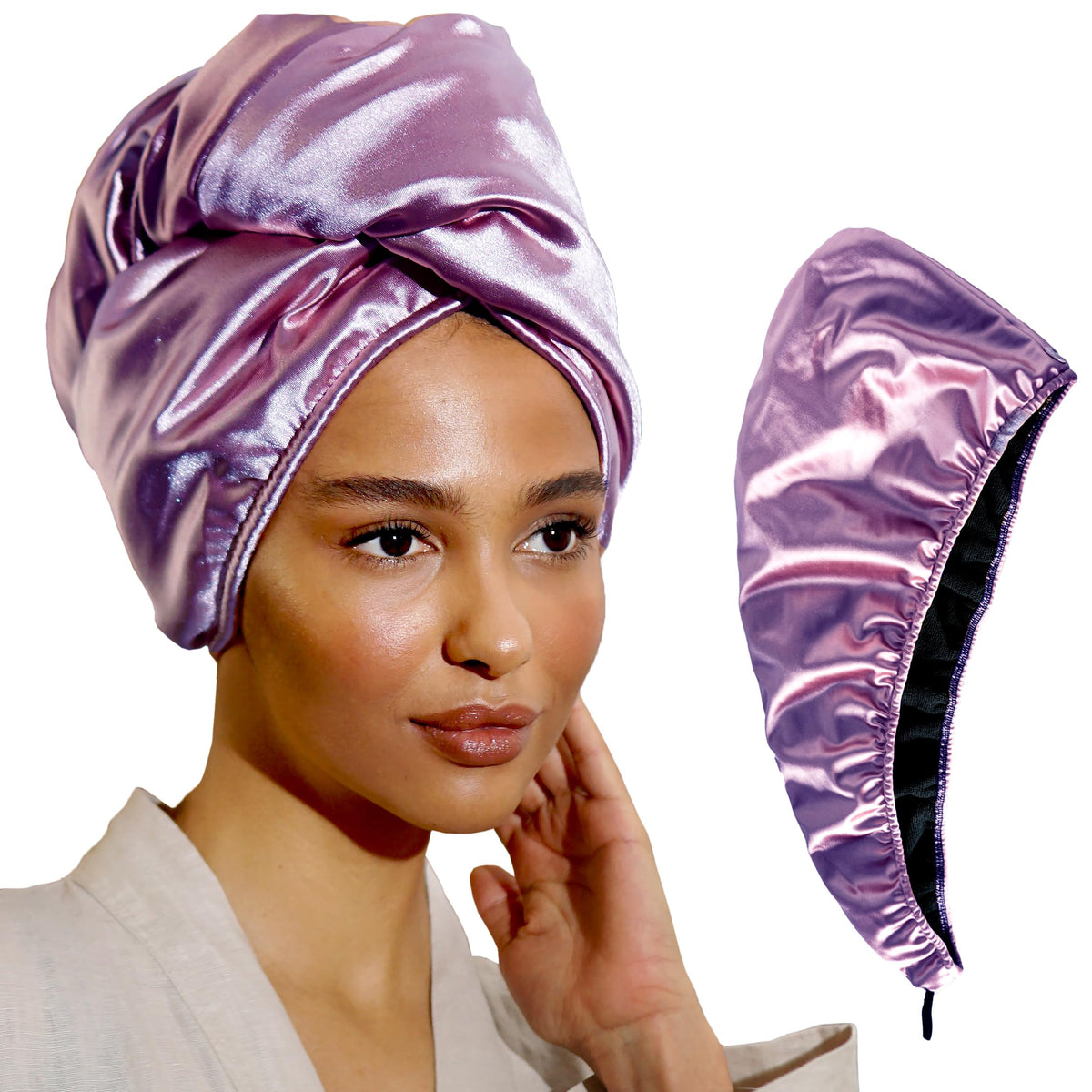 Microfiber Hair Towel Wrap for Women - Satin Microfiber Towel for Hair - Hair Plopping Towel Curly Hair - Satin Hair Towel for W