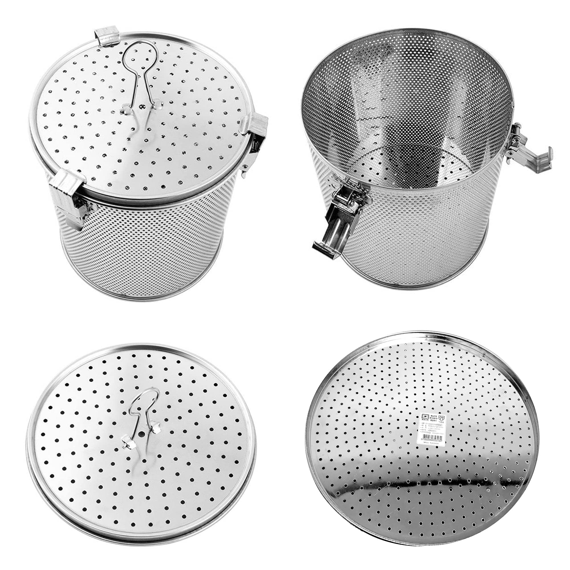 Commercial Grade D 3.9'' X H 5.3'' Genuine Stainless Steel 18/8 Perforated Strainer - One Touch Lock System - Restaurant & Home