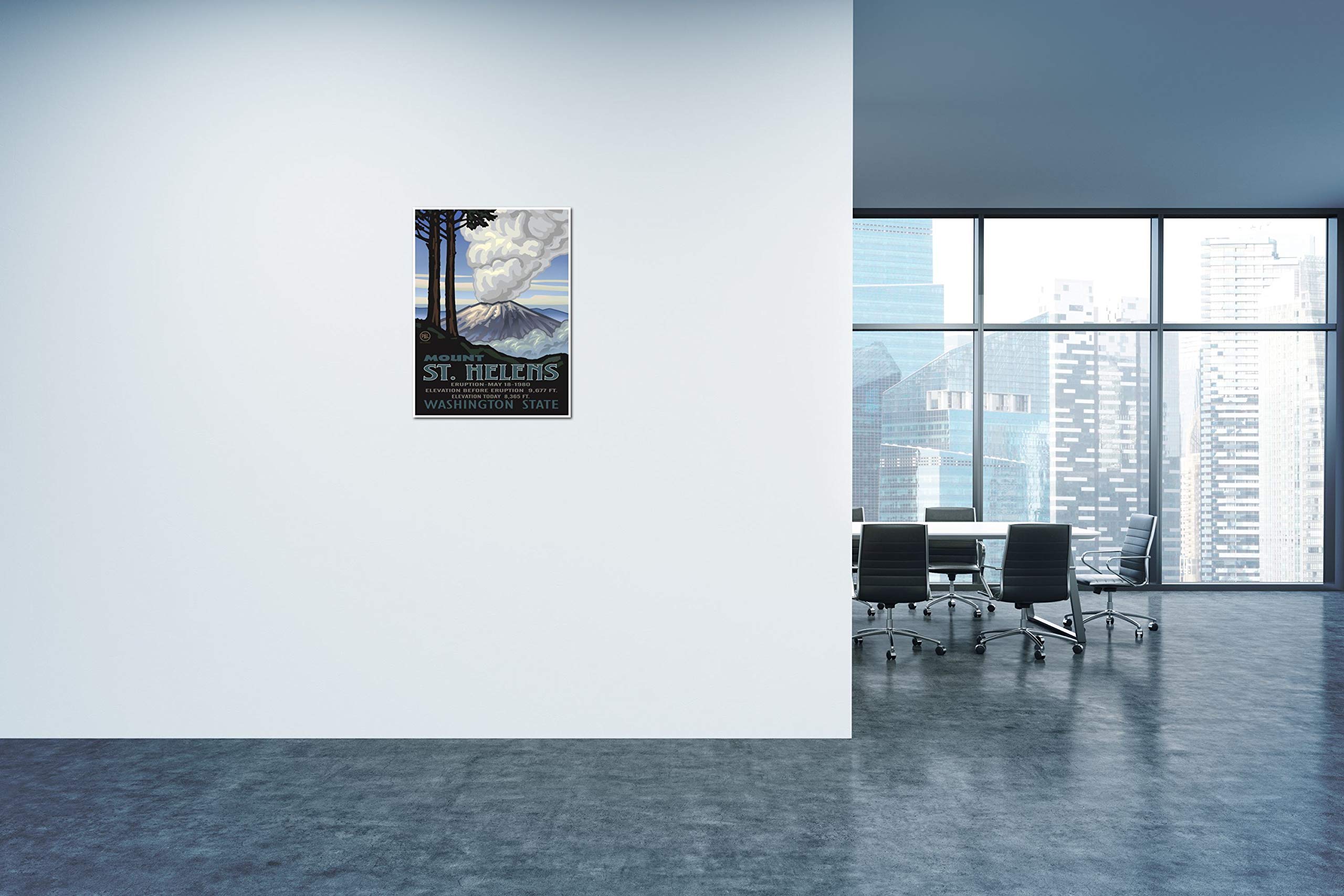 Mount St. Helen'S Washington Eruption Giclee Art Print Poster From Travel Artwork By Artist Paul A. Lanquist 18'' X 24''