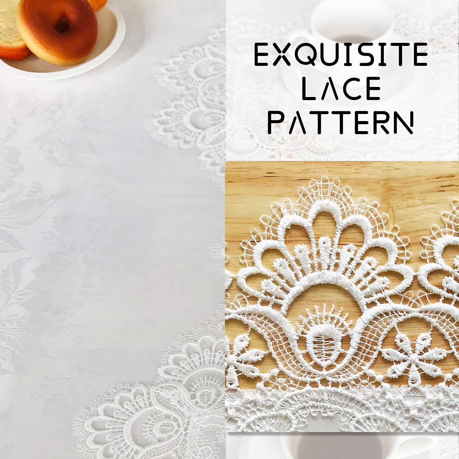 Breksdat Rectangle Table Runner White Embroidered Lace 16 X 70 Inches Wedding Dining Table Dresser Scarf With Carnation Lace Fab