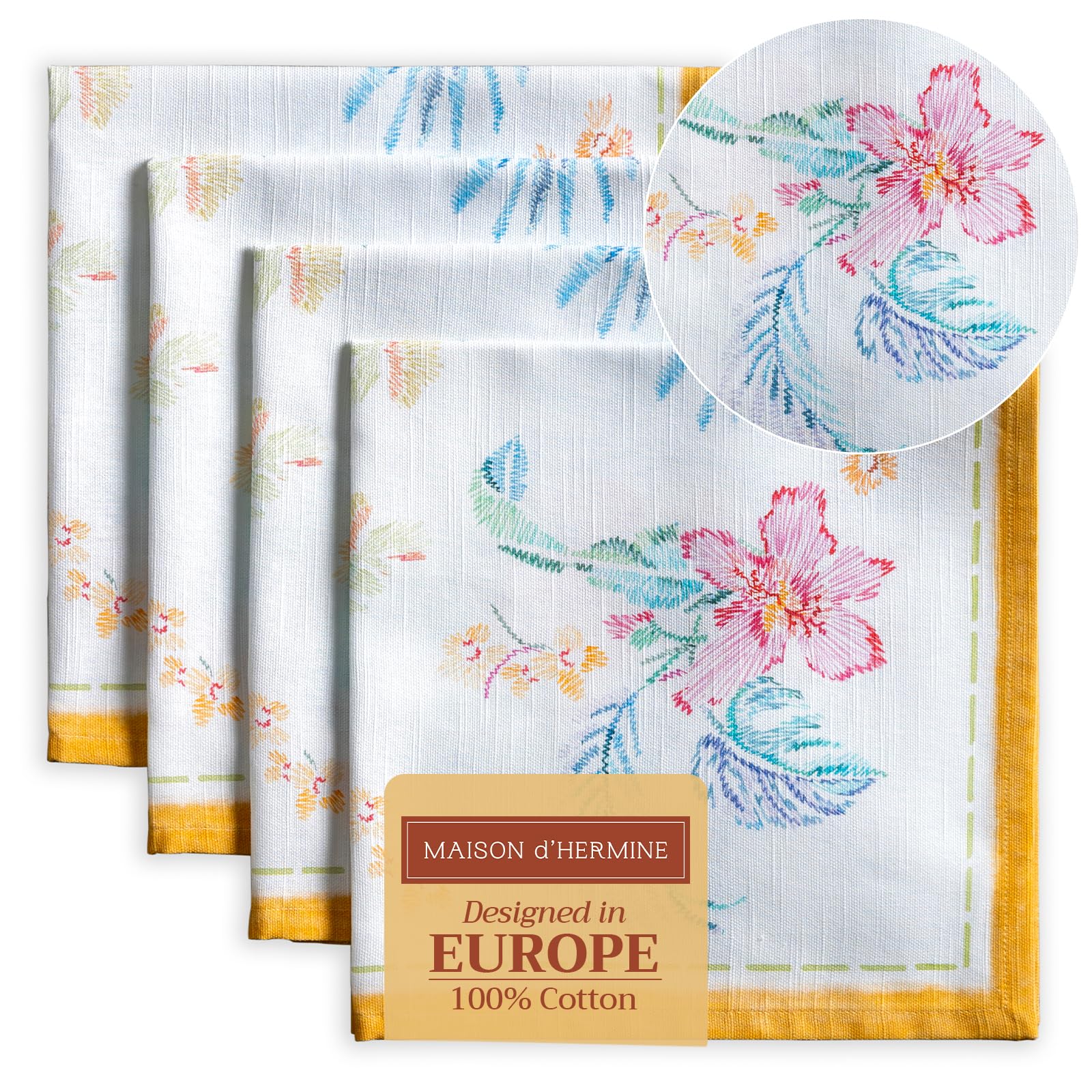 Maison D Hermine Napkin 100% Cotton 20 Inch X 20 Inch Dinner Napkins, Decorative Washable Cloth Napkin Set Of 4 For Gifts, Dinin