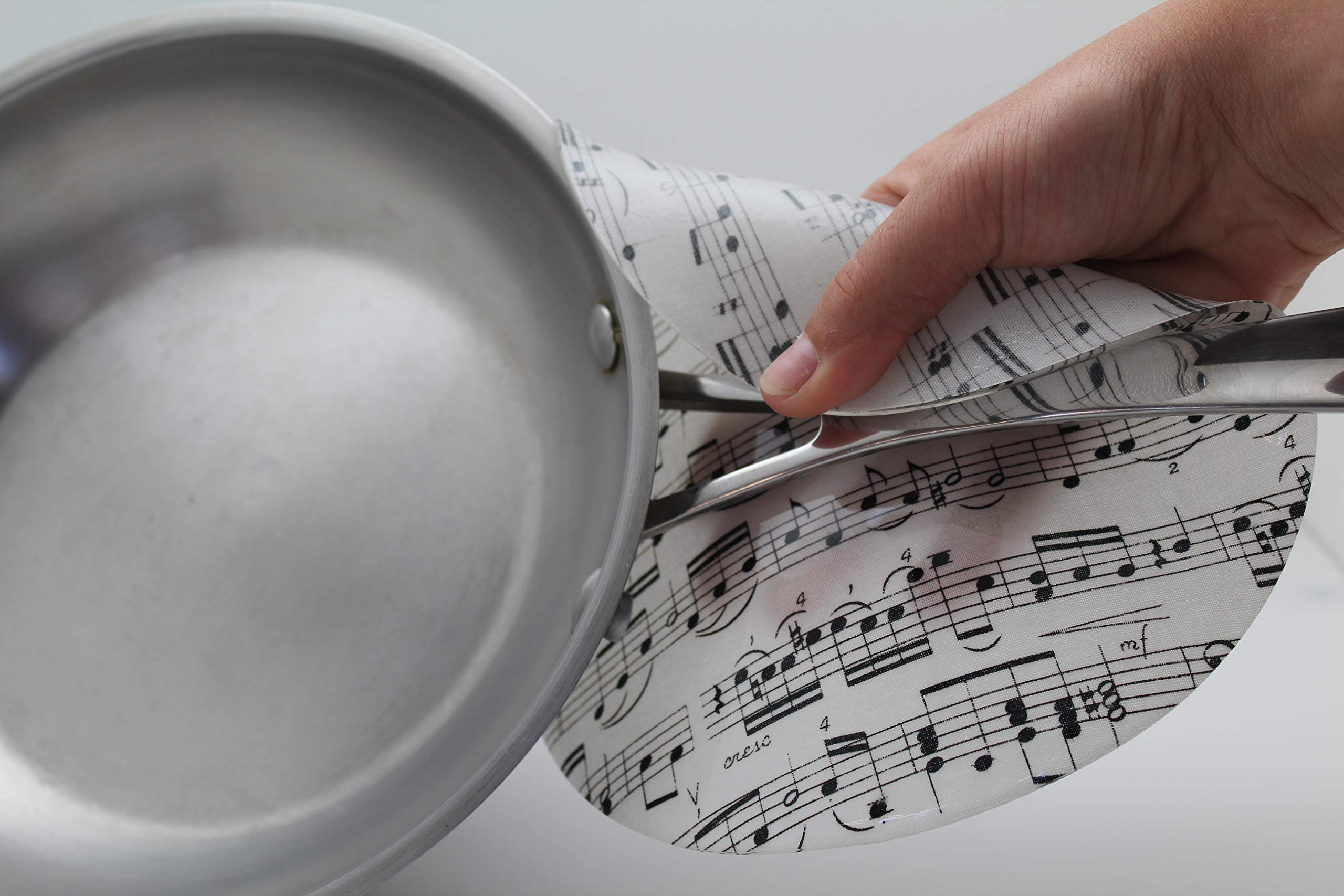 Andreas Silicone Music Notes Non-Slip 8'' Trivet/Pot Holder/Hot Pad, 100% Cotton, Dishwasher Safe, Hot Dishes, Protect Hair Iron