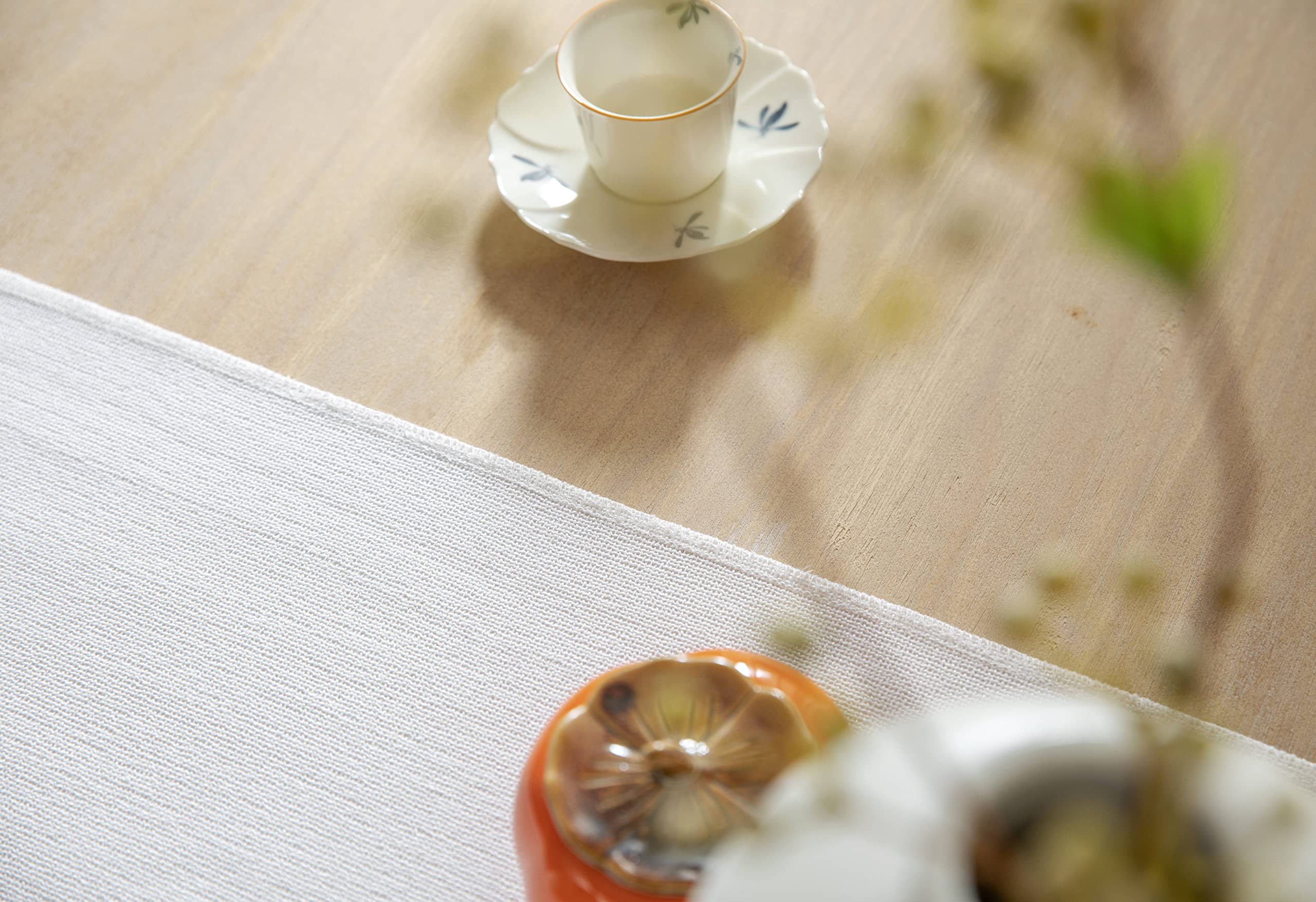 Zeemart White Table Runners 72 Inches Long, Burlap Linen Style Rustic Farmhouse Table Runner, Boho Woven Dining Table Runner, 13