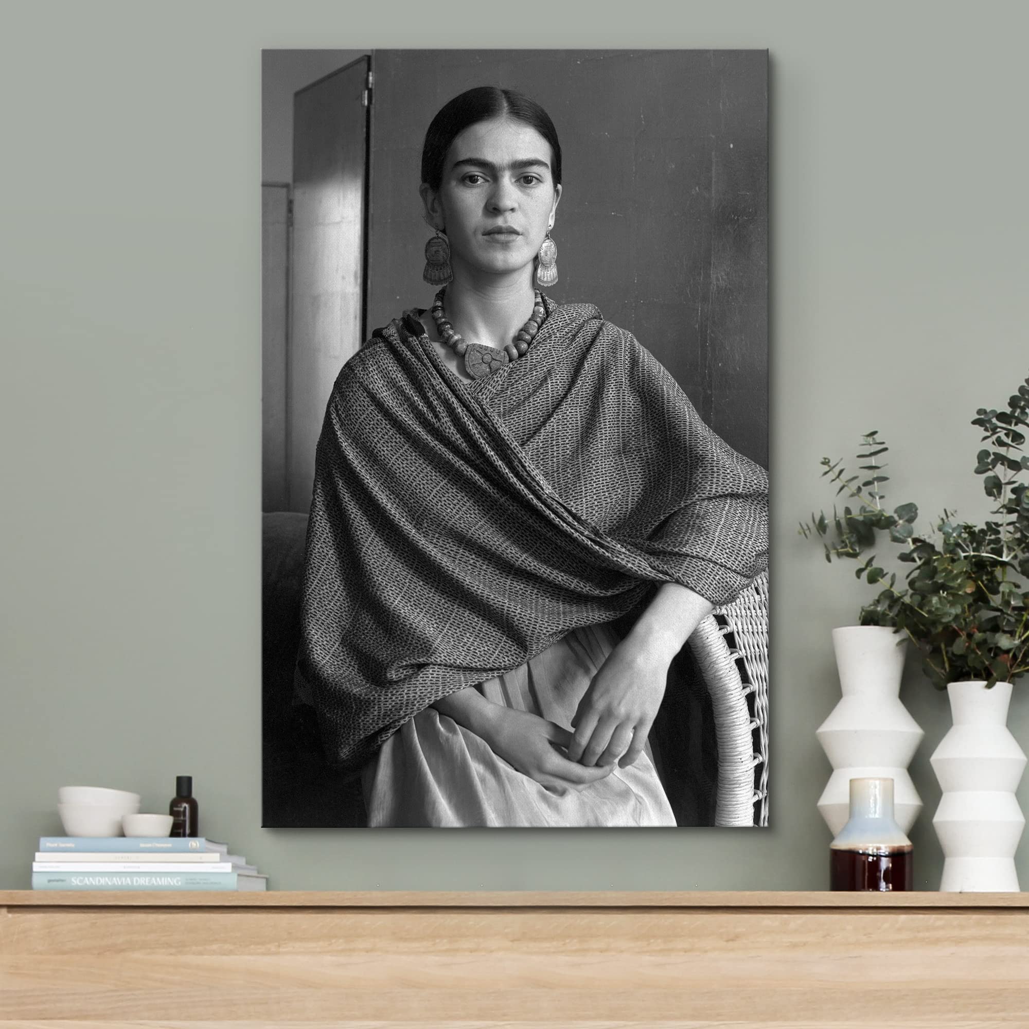 Wall26 Canvas Print Wall Art Mexican Master Artist Black & White Frida Kahlo Historic Classic Photography Realism Traditional Po