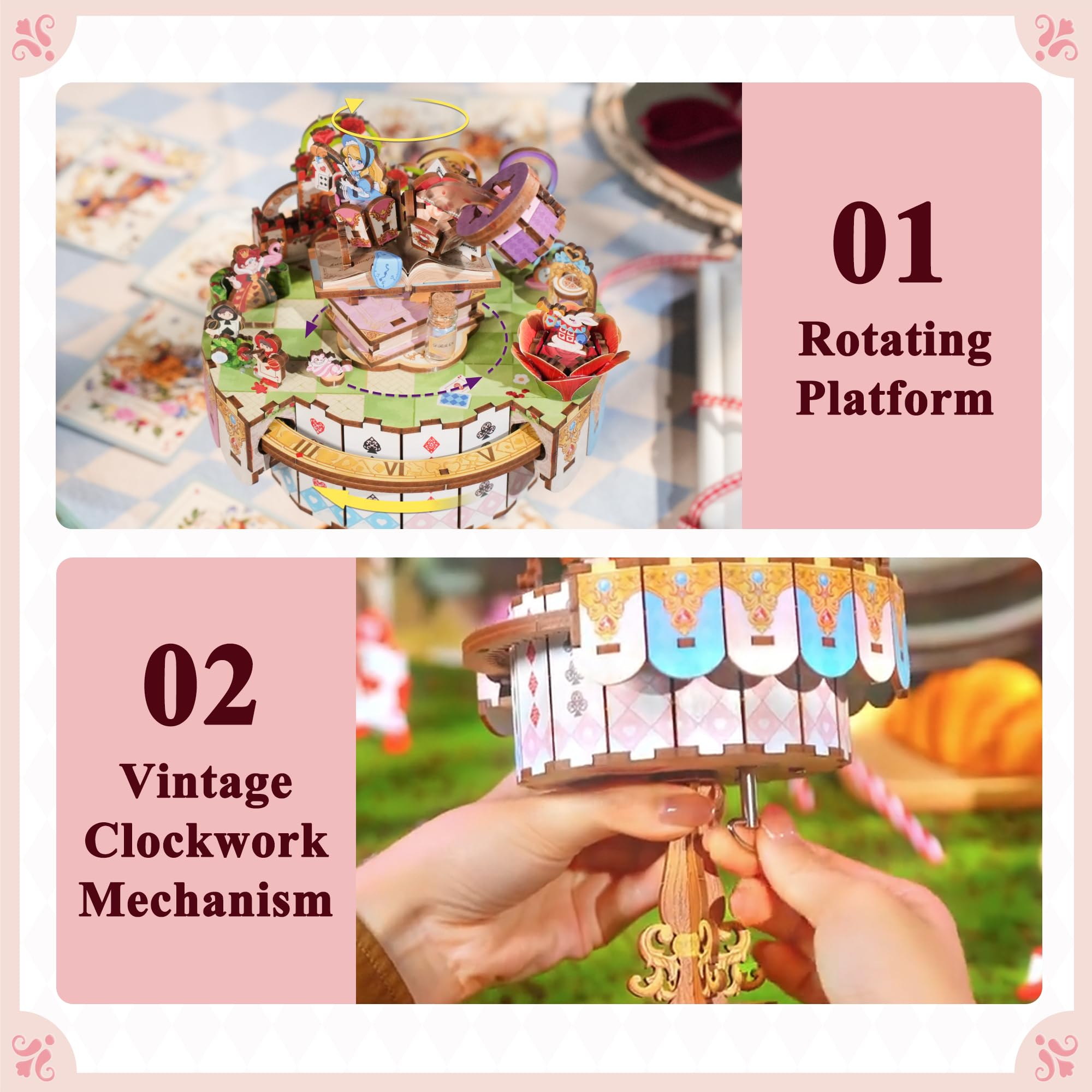 Tonecheer x British Library Wooden Music Box Puzzle for Adults, DIY Rotating Music Box Kit 3D Creative Musical Puzzle Crafts Mod