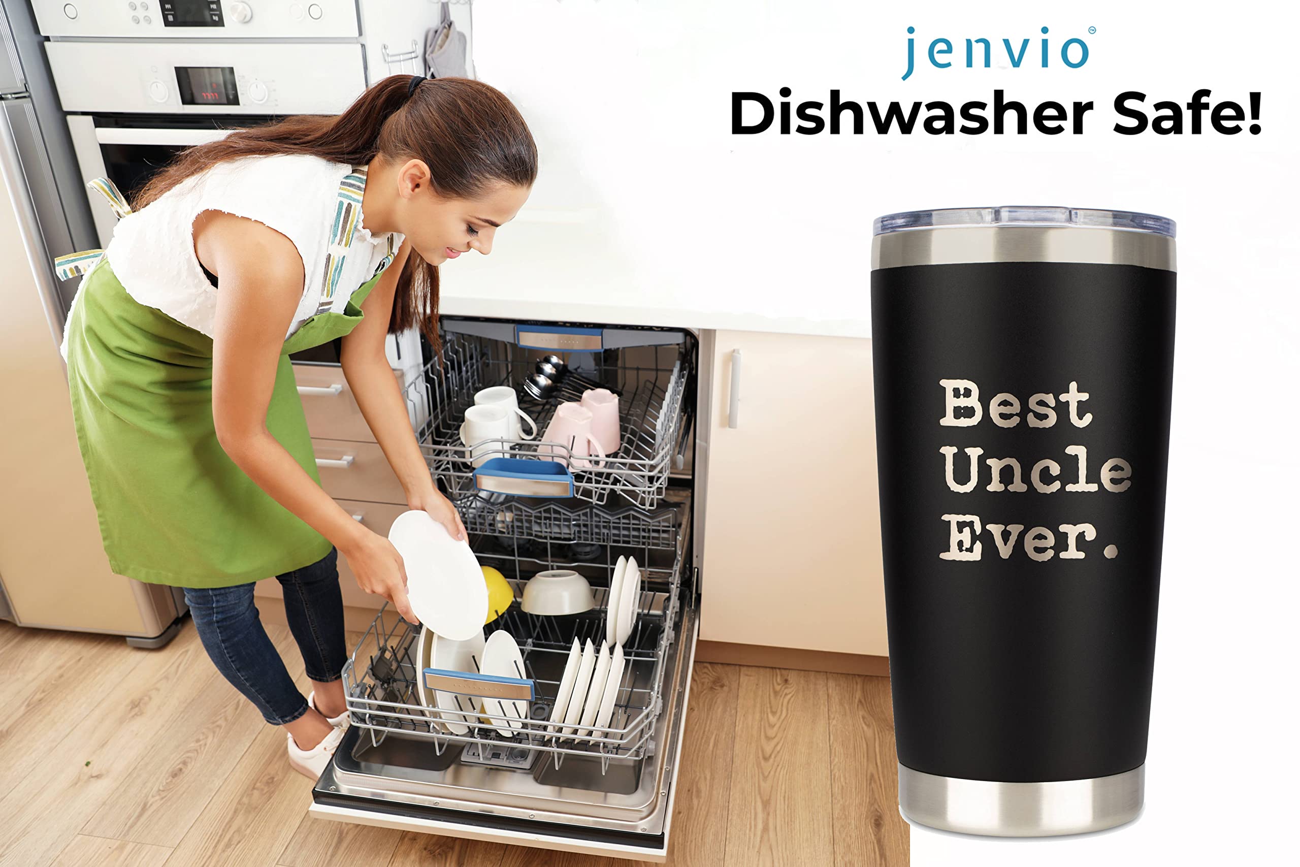 Jenvio Uncle Gifts | Best Uncle Ever | 20Oz Stainless Steel Laser Etched Travel Tumbler/Mug Sliding Lid And 2 Straws | Funny Val