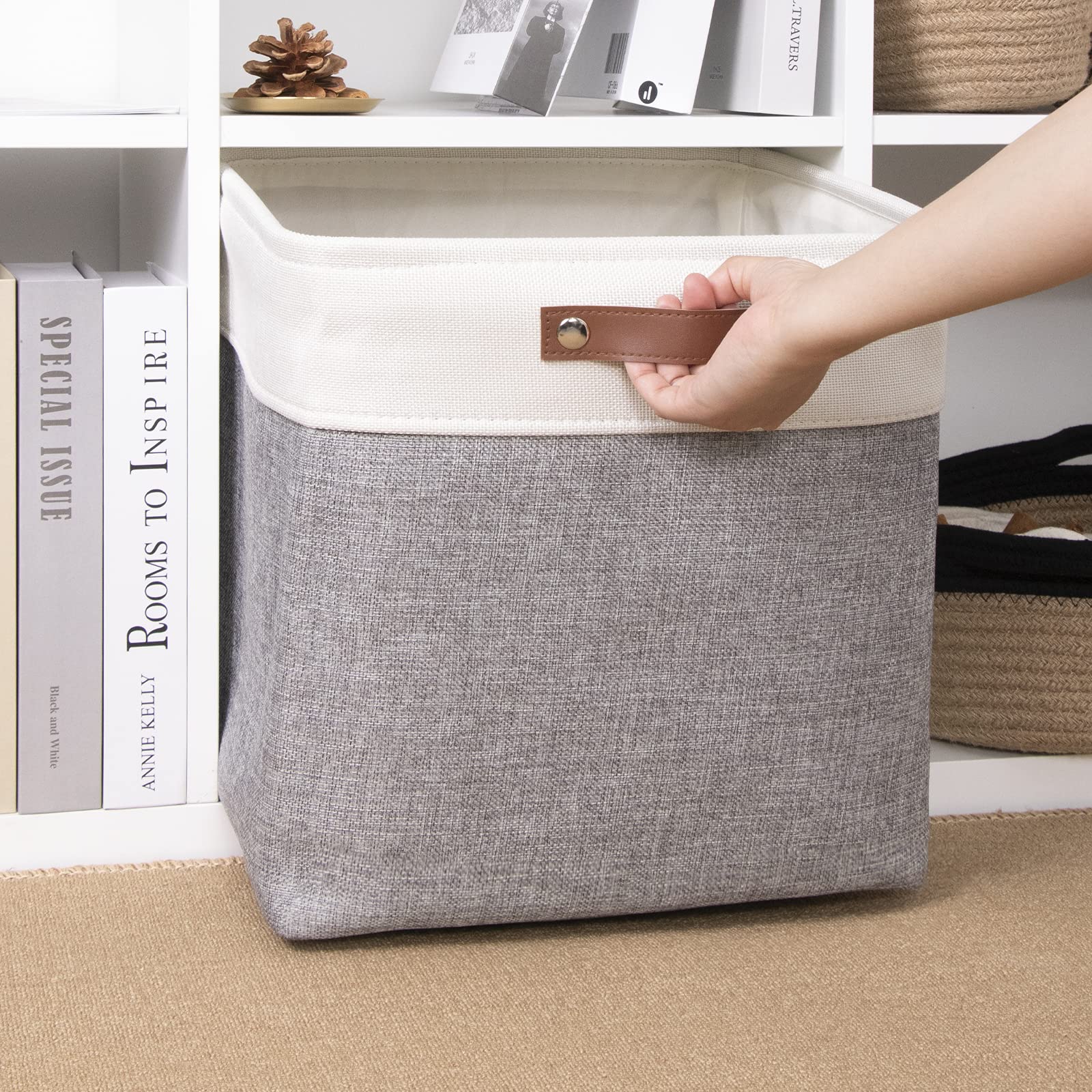 Dullemelo Cube Basket For Storage, Collapsible Fabric Cube For Organizing, Storage Cube For Closet, Laundry, Nursery, Shelves, D