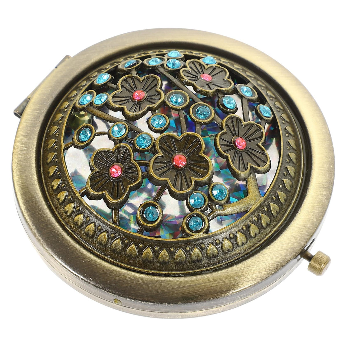 Tinksky Folding Pocket Mirror Round Compact Mirror Double-Sided Makeup Mirror (Random Style)