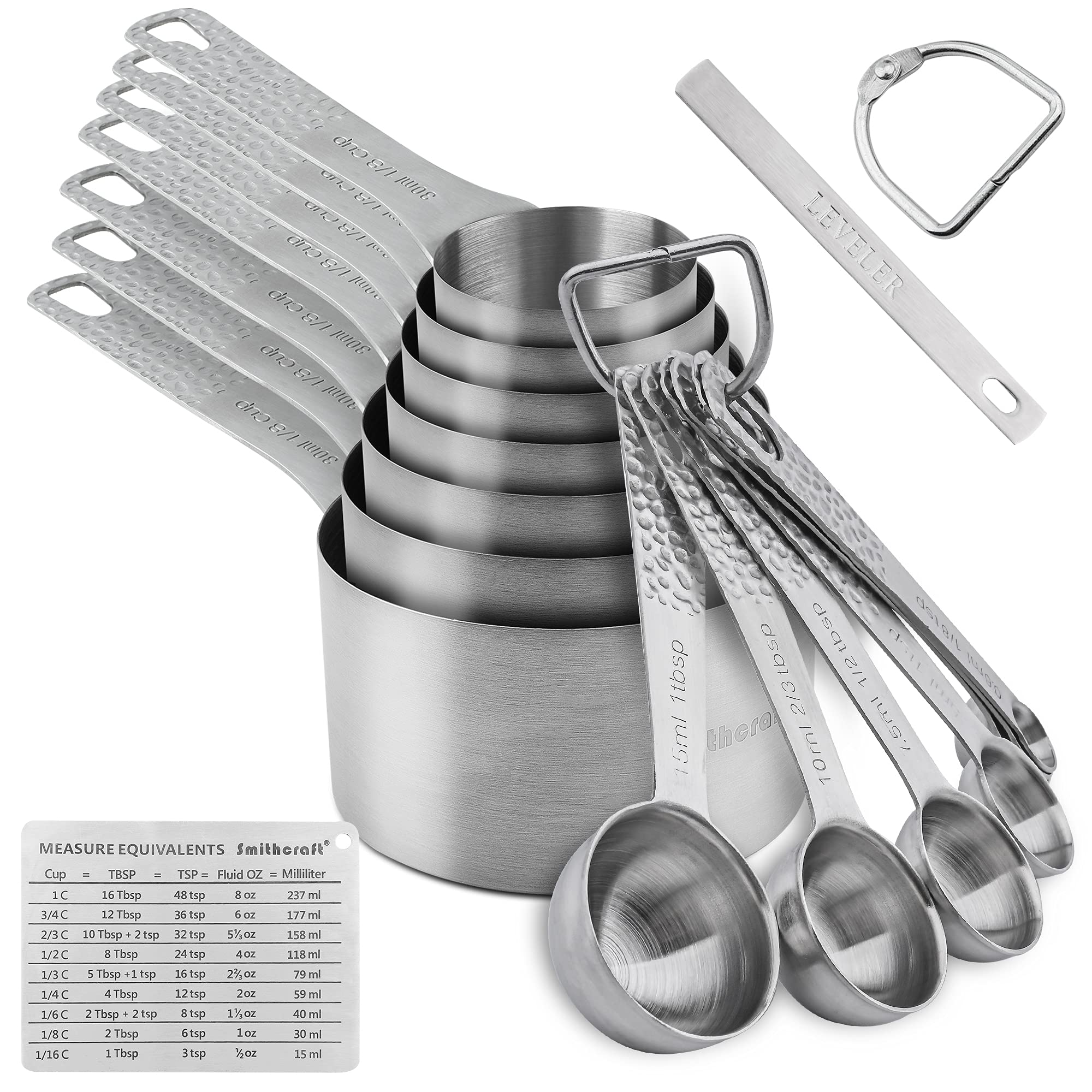Measuring Cups And Spoons Set, 18/8 Stainless Steel Measuring Cups And Spoons Set Of 16Pcs, Metal Measuring Cup And Measuring Sp