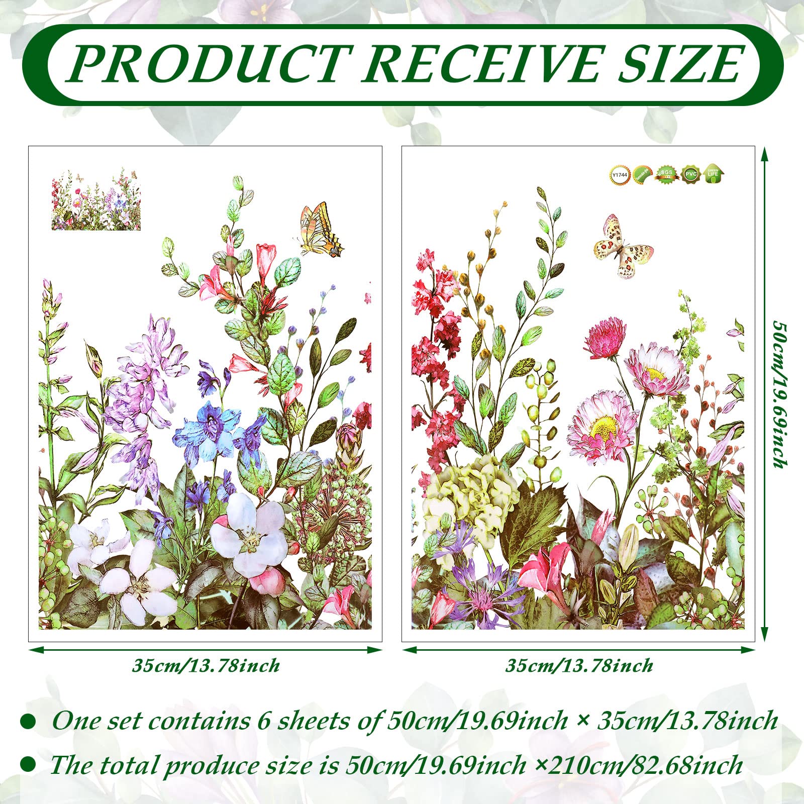 Outus Flower Wall Decals Floral Butterfly Wall Stickers Wildflower Greenery Wall Decor Removable Peel And Stick Art Murals For K