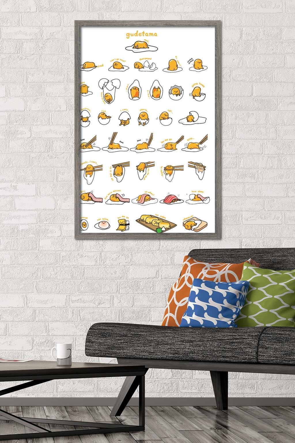 Trends International Gudetama - Grid Wall Poster, 22.375'' X 34'', Barnwood Framed Version
