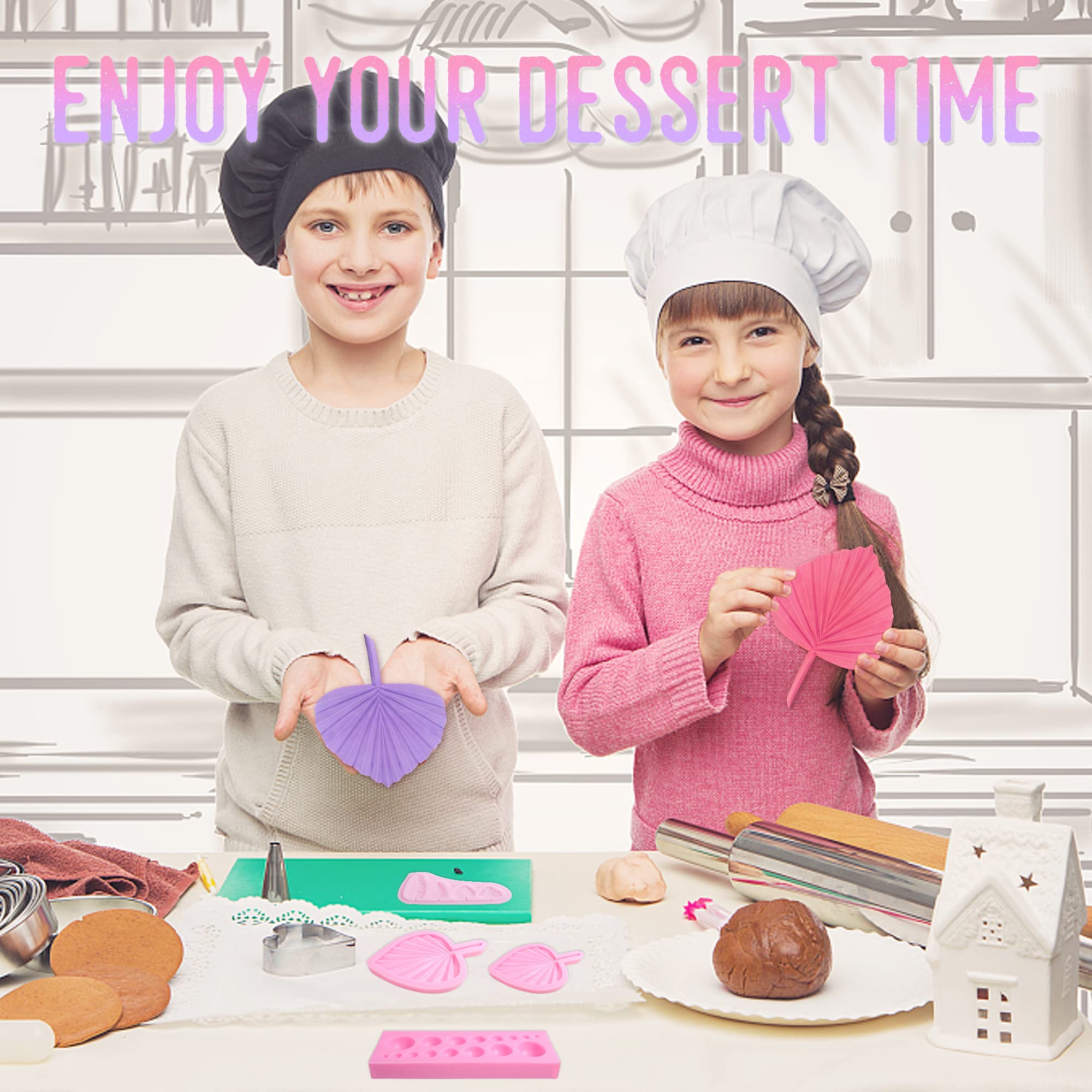 Fan Leaf Silicone Mold DIY 3D Pearl Fondant Mold Flower Fan Palm Boho Leaf Chocolate Molds Semi Sphere Mold Sugar Lollipop Mold Candy Molds Silicone for Fondant Cake Decoration Clay Mold for Crafts