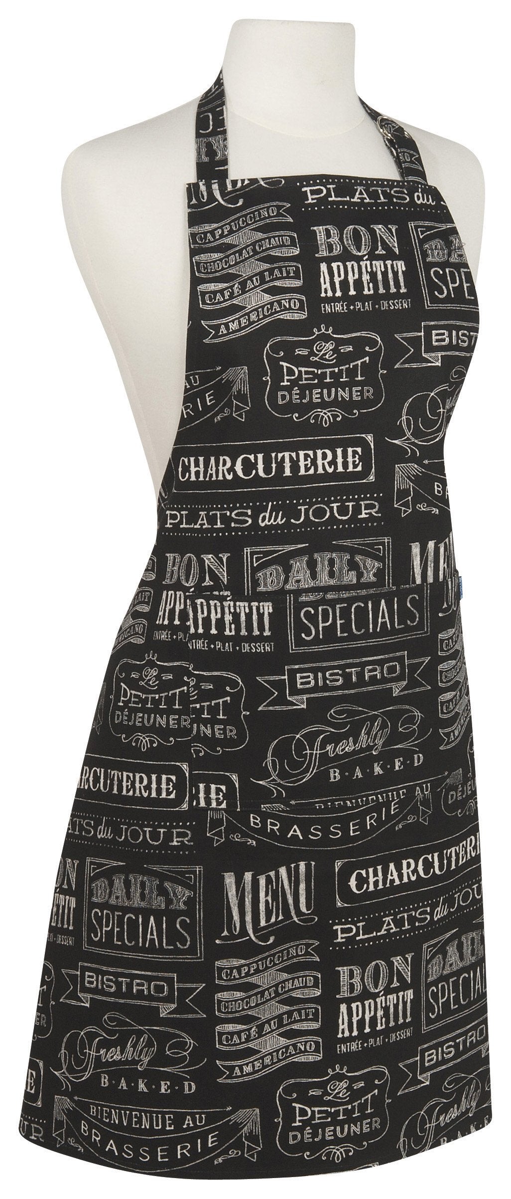 Now Designs Chalkboard Cotton Chef'S Kitchen Apron, Black Print 28 X 32 In,One Size